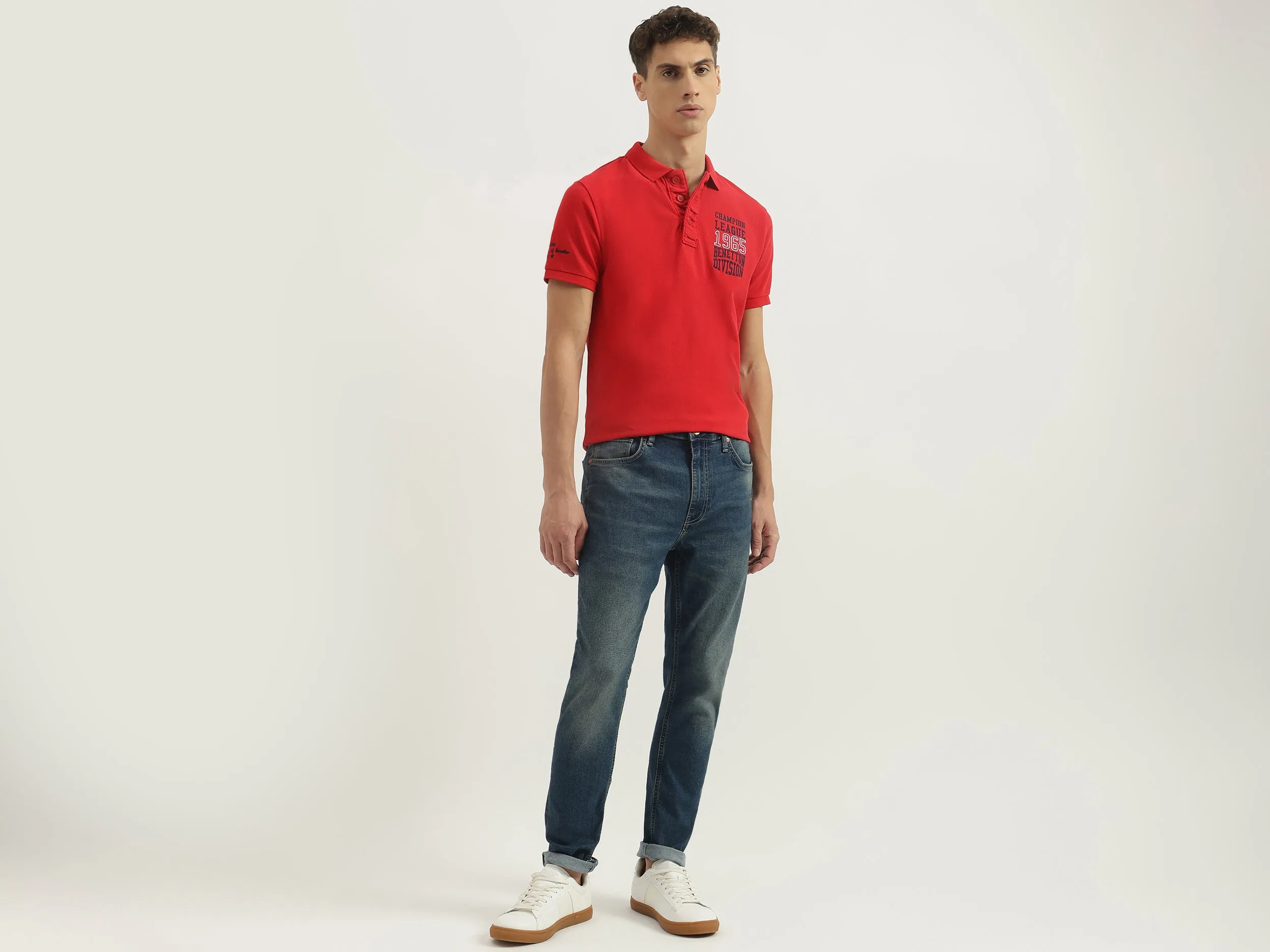 Regular Fit Polo Neck Solid Tshirt