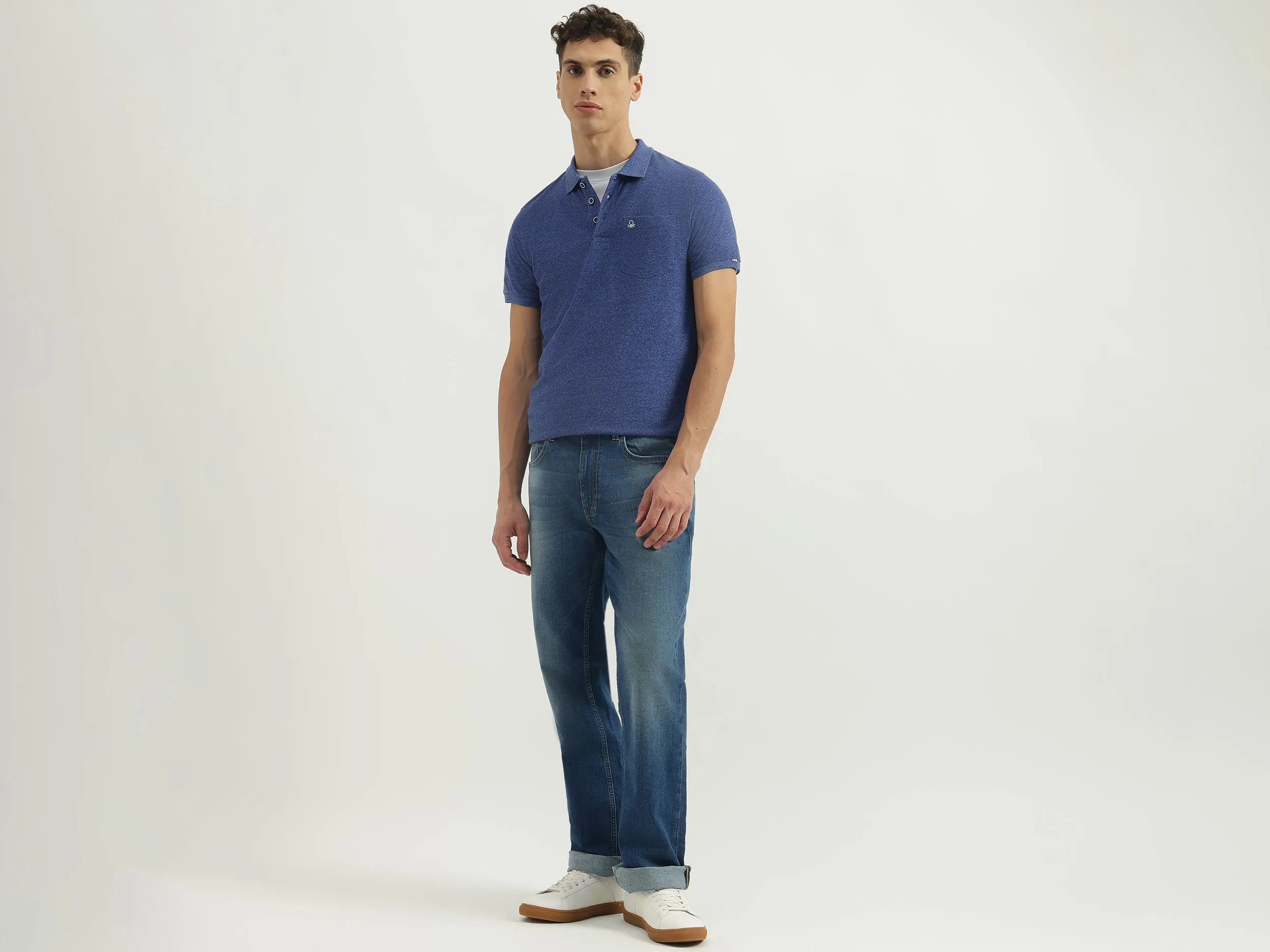 Regular Fit Polo Neck Textured Tshirt