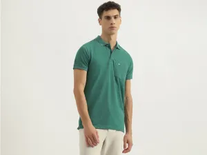 Regular Fit Polo Neck Textured Tshirt
