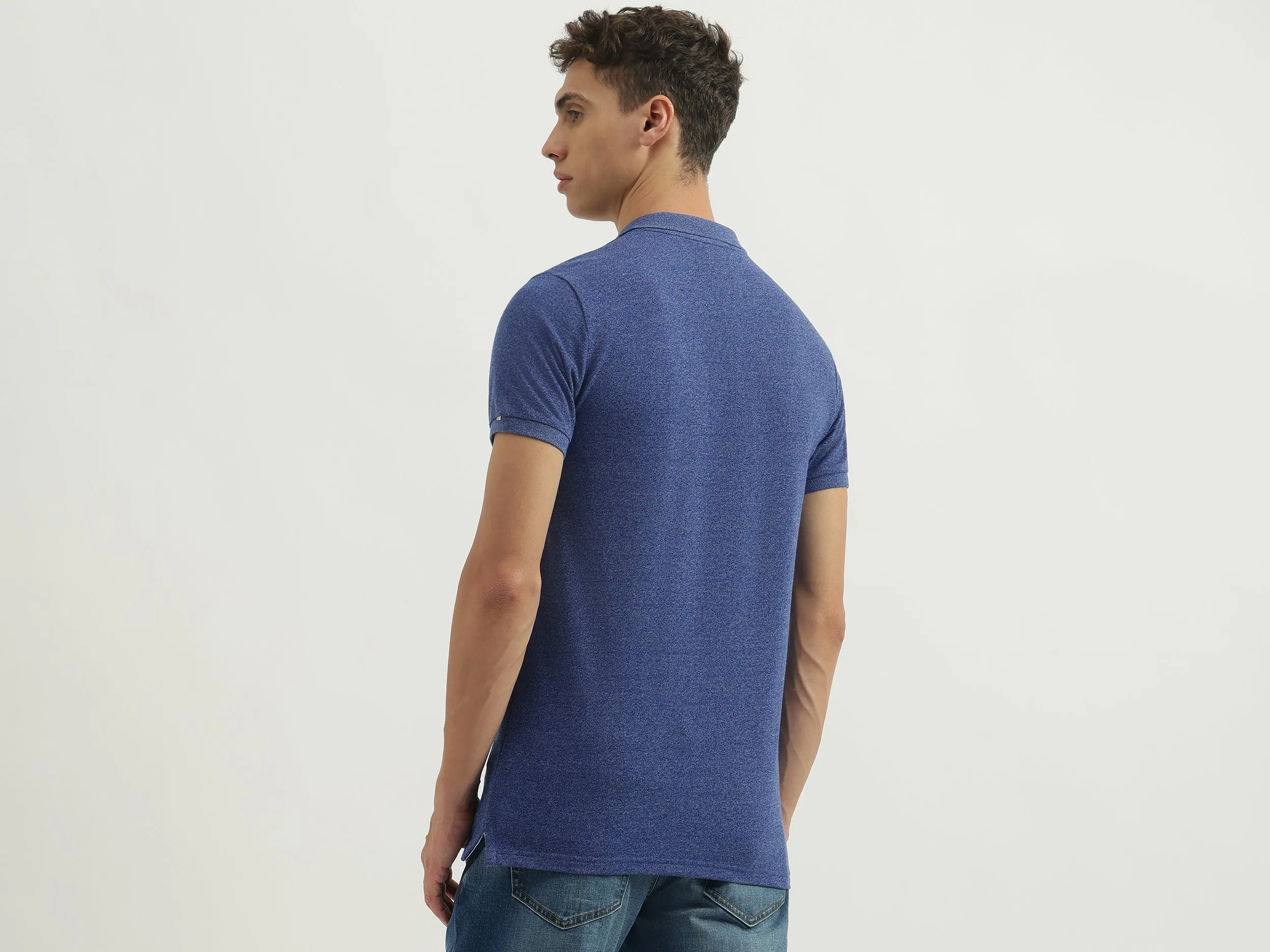 Regular Fit Polo Neck Textured Tshirt