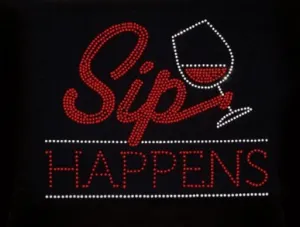 Rhinestone T-Shirt - Sip Happens