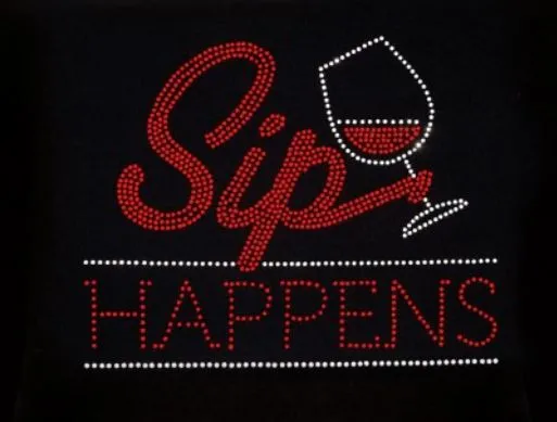 Rhinestone T-Shirt - Sip Happens