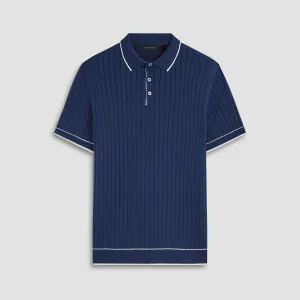 Rib Stitch Short Sleeve Polo Sweater