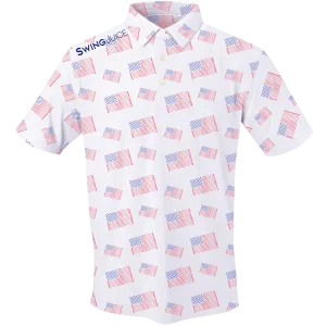 SwingJuice American Flag Mens Performance Golf Polo