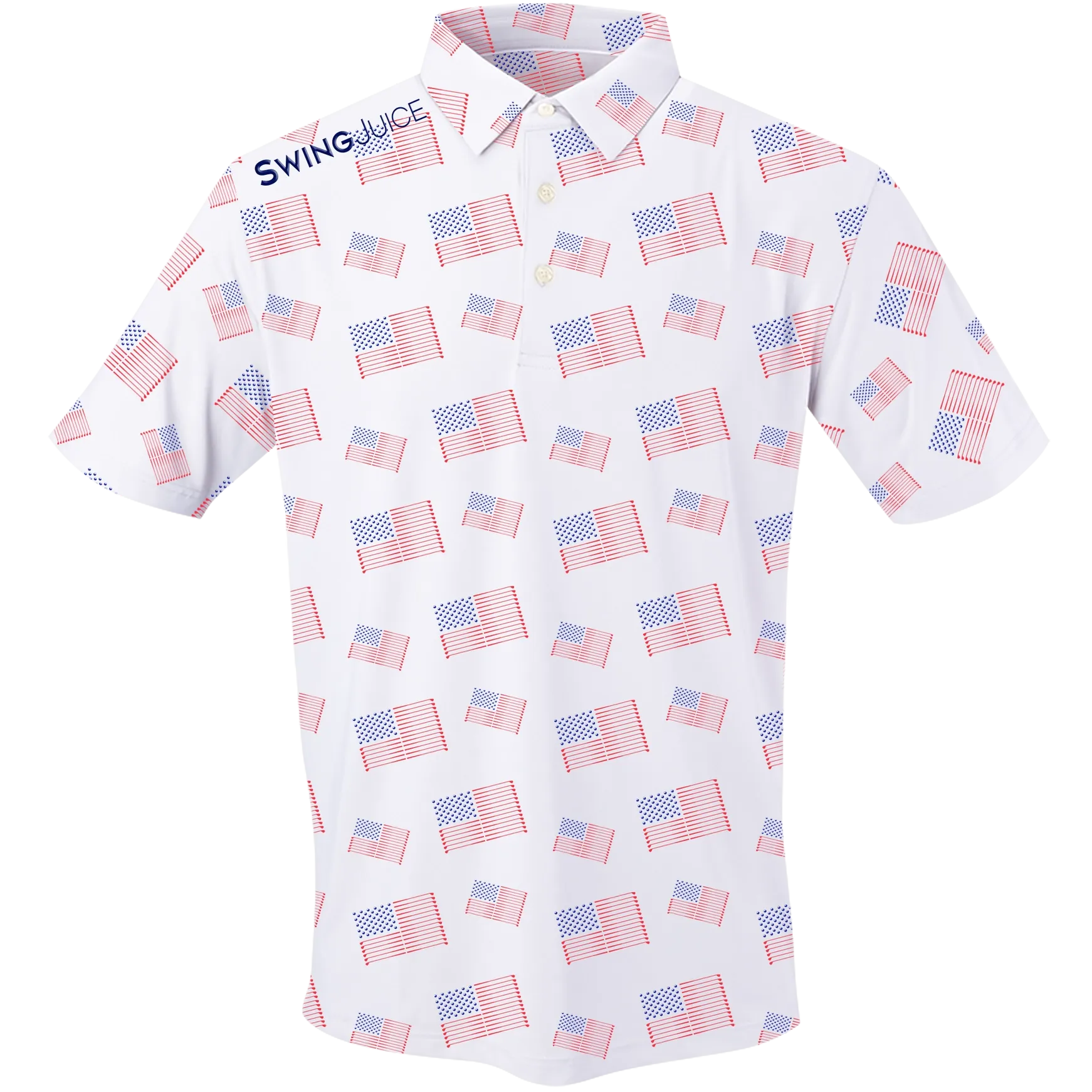 SwingJuice American Flag Mens Performance Golf Polo