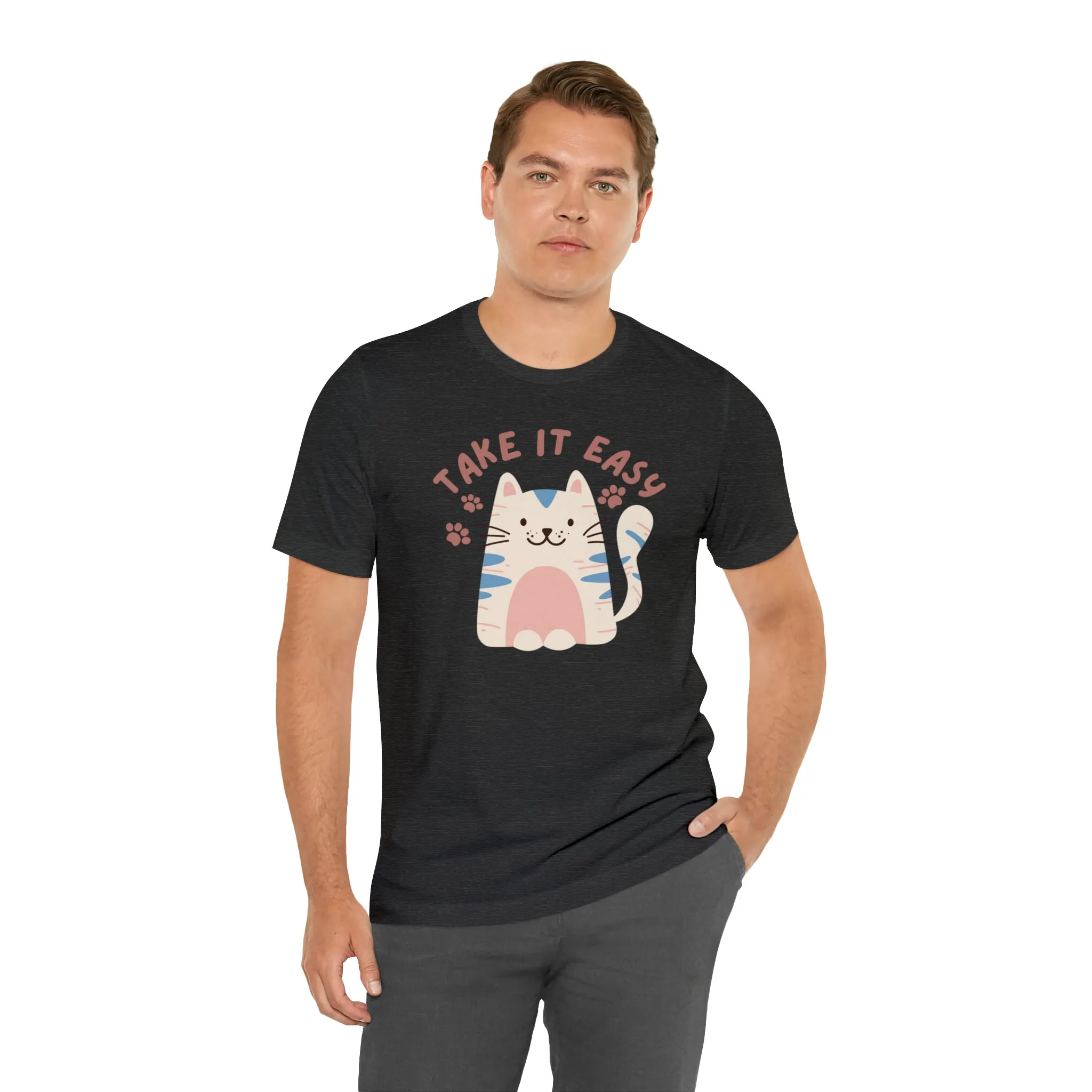 Take it Easy Cat T-Shirt | Cool Kitty Tee |  Bella Canvas 3001 Unisex |  Love my Cat Short Sleeve Tshirt