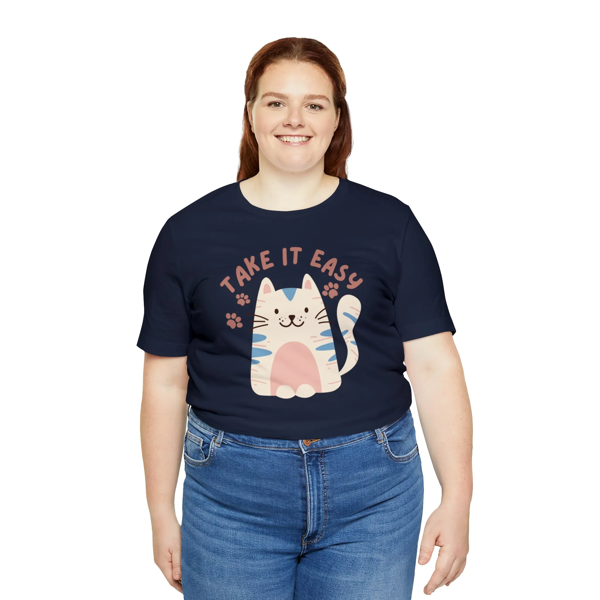 Take it Easy Cat T-Shirt | Cool Kitty Tee |  Bella Canvas 3001 Unisex |  Love my Cat Short Sleeve Tshirt