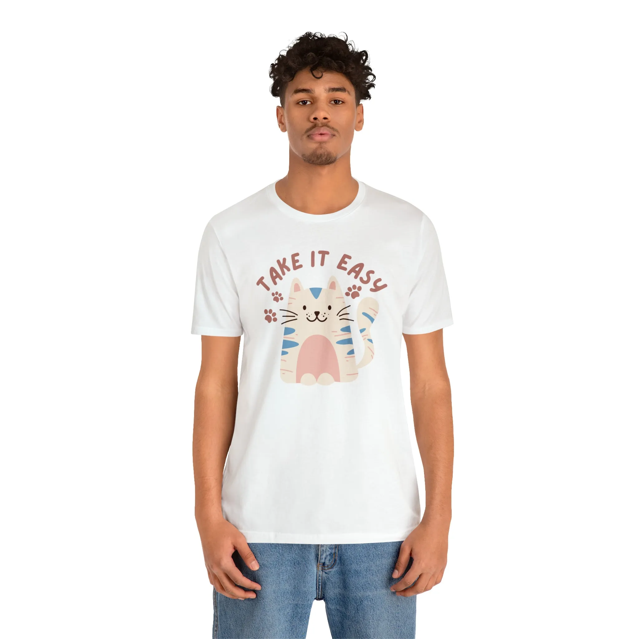 Take it Easy Cat T-Shirt | Cool Kitty Tee |  Bella Canvas 3001 Unisex |  Love my Cat Short Sleeve Tshirt