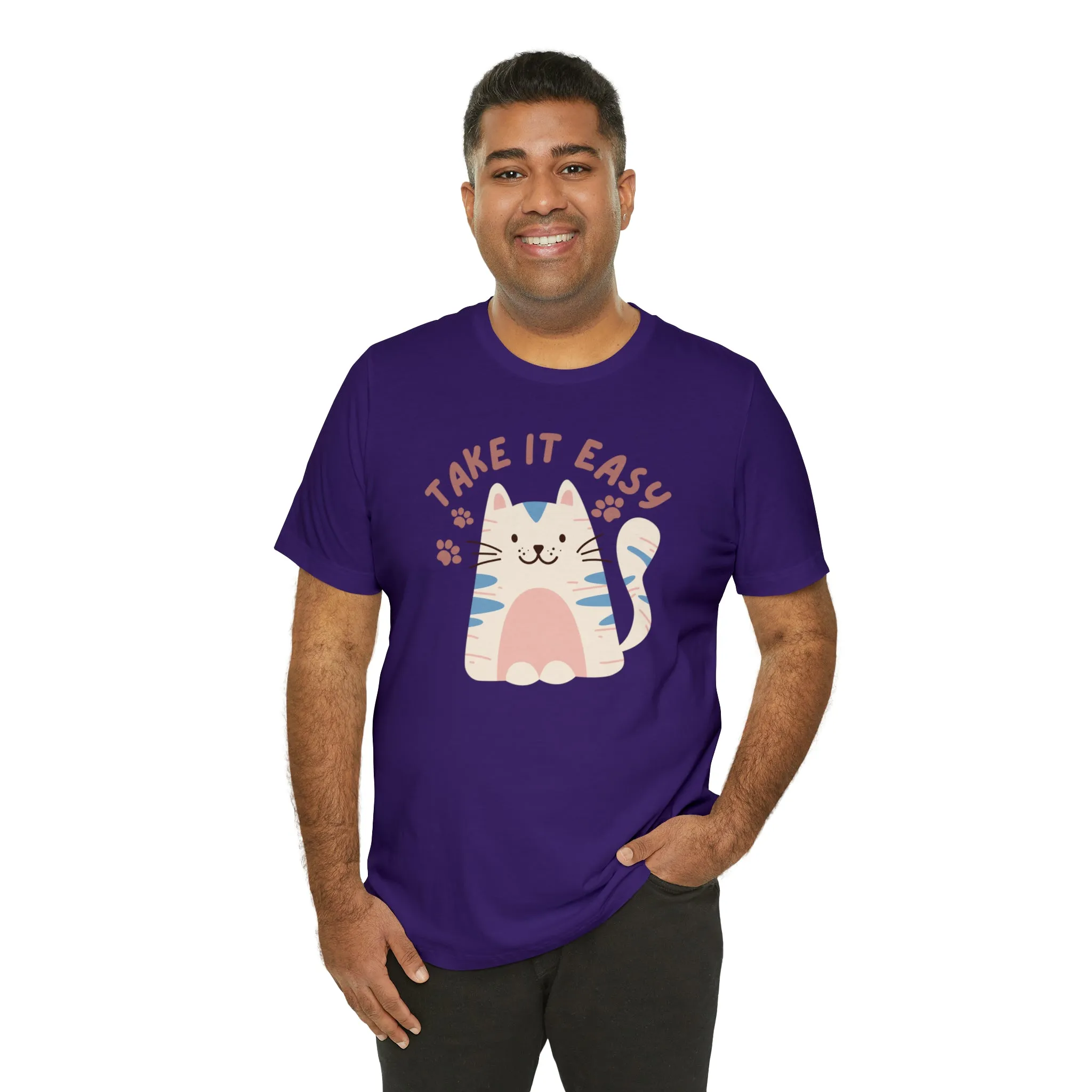 Take it Easy Cat T-Shirt | Cool Kitty Tee |  Bella Canvas 3001 Unisex |  Love my Cat Short Sleeve Tshirt