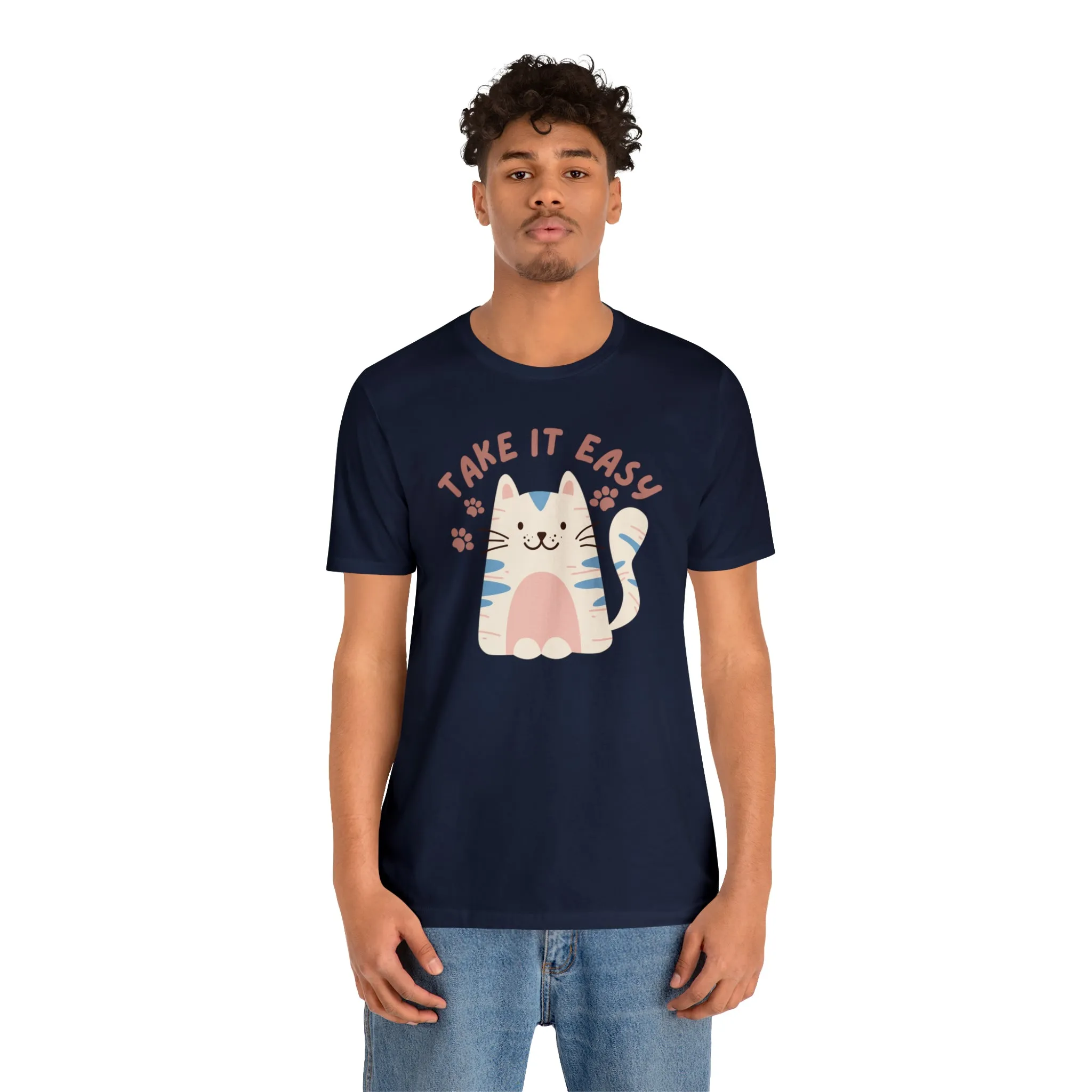 Take it Easy Cat T-Shirt | Cool Kitty Tee |  Bella Canvas 3001 Unisex |  Love my Cat Short Sleeve Tshirt
