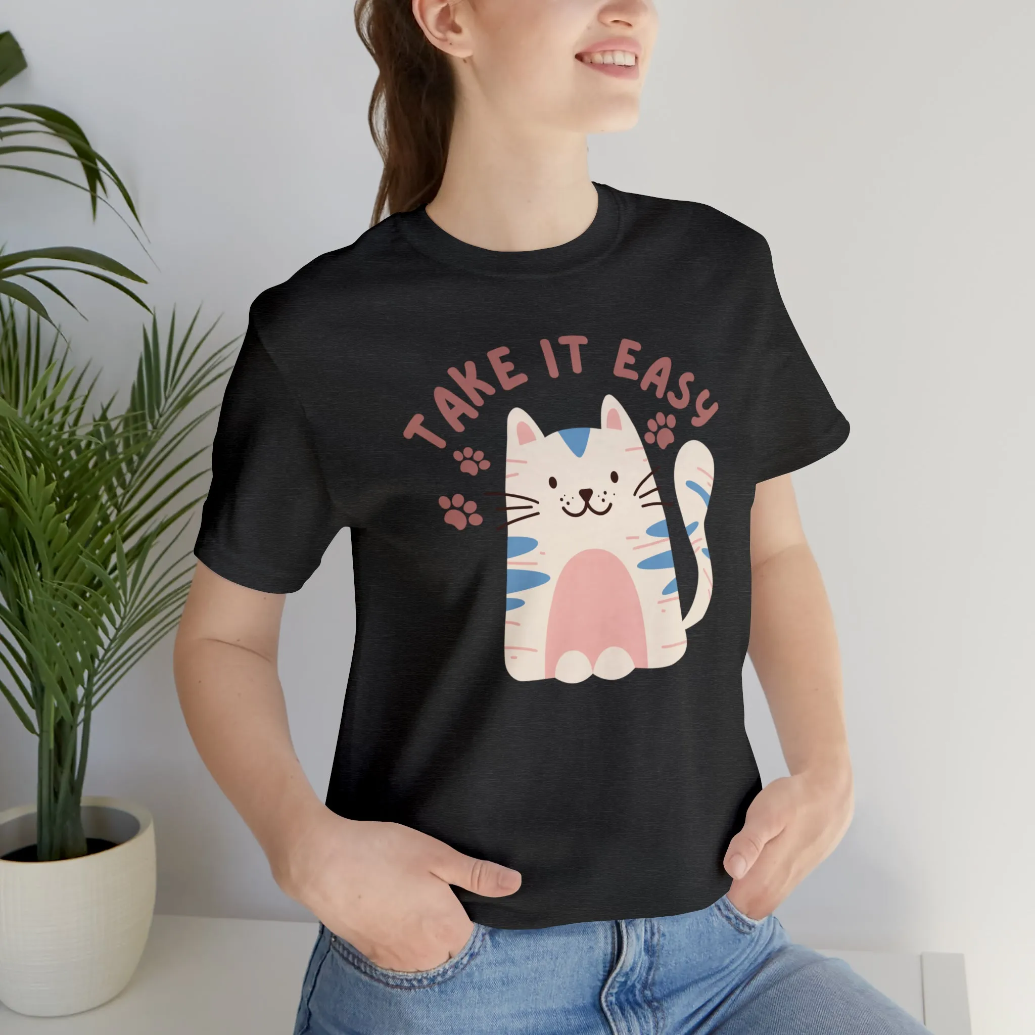 Take it Easy Cat T-Shirt | Cool Kitty Tee |  Bella Canvas 3001 Unisex |  Love my Cat Short Sleeve Tshirt