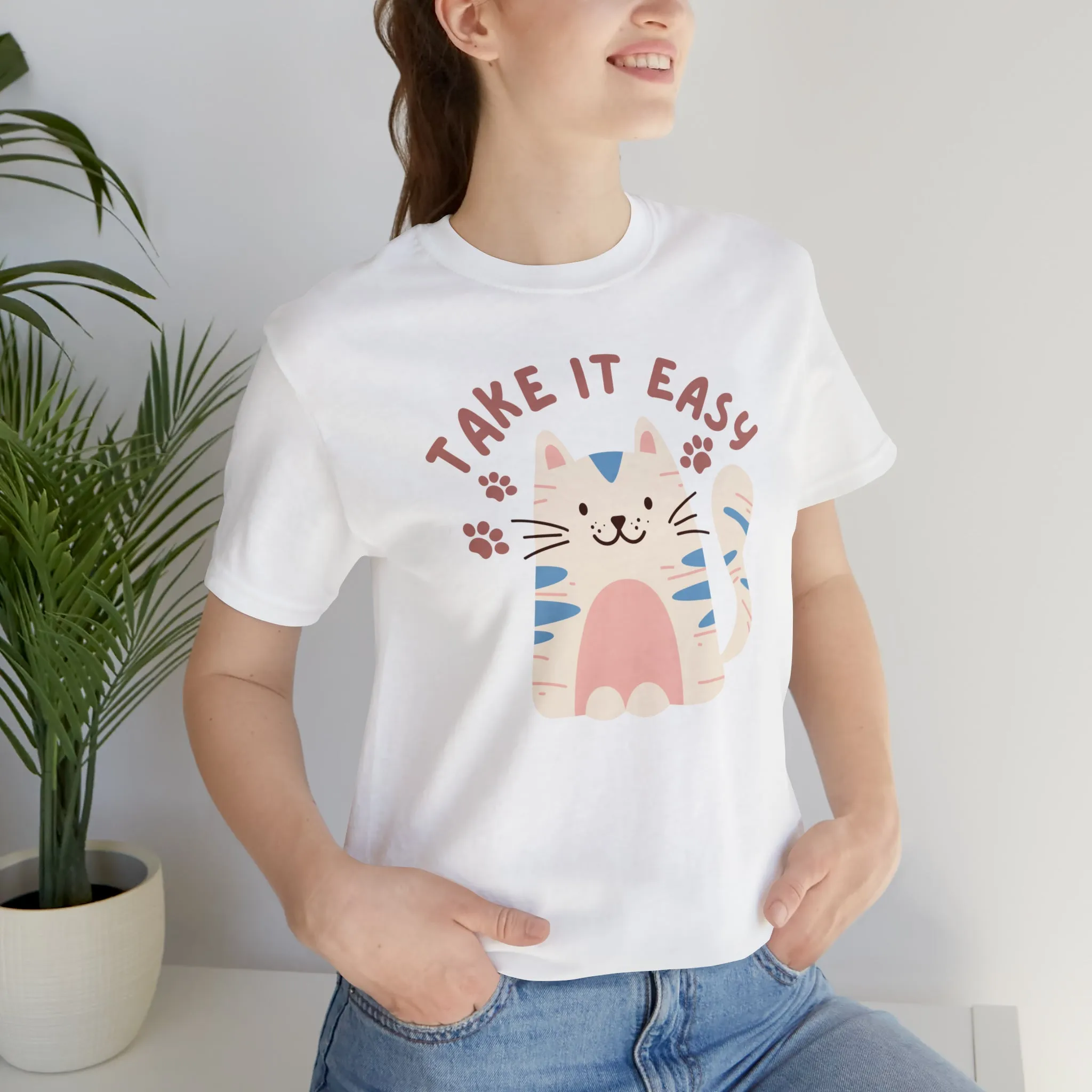 Take it Easy Cat T-Shirt | Cool Kitty Tee |  Bella Canvas 3001 Unisex |  Love my Cat Short Sleeve Tshirt