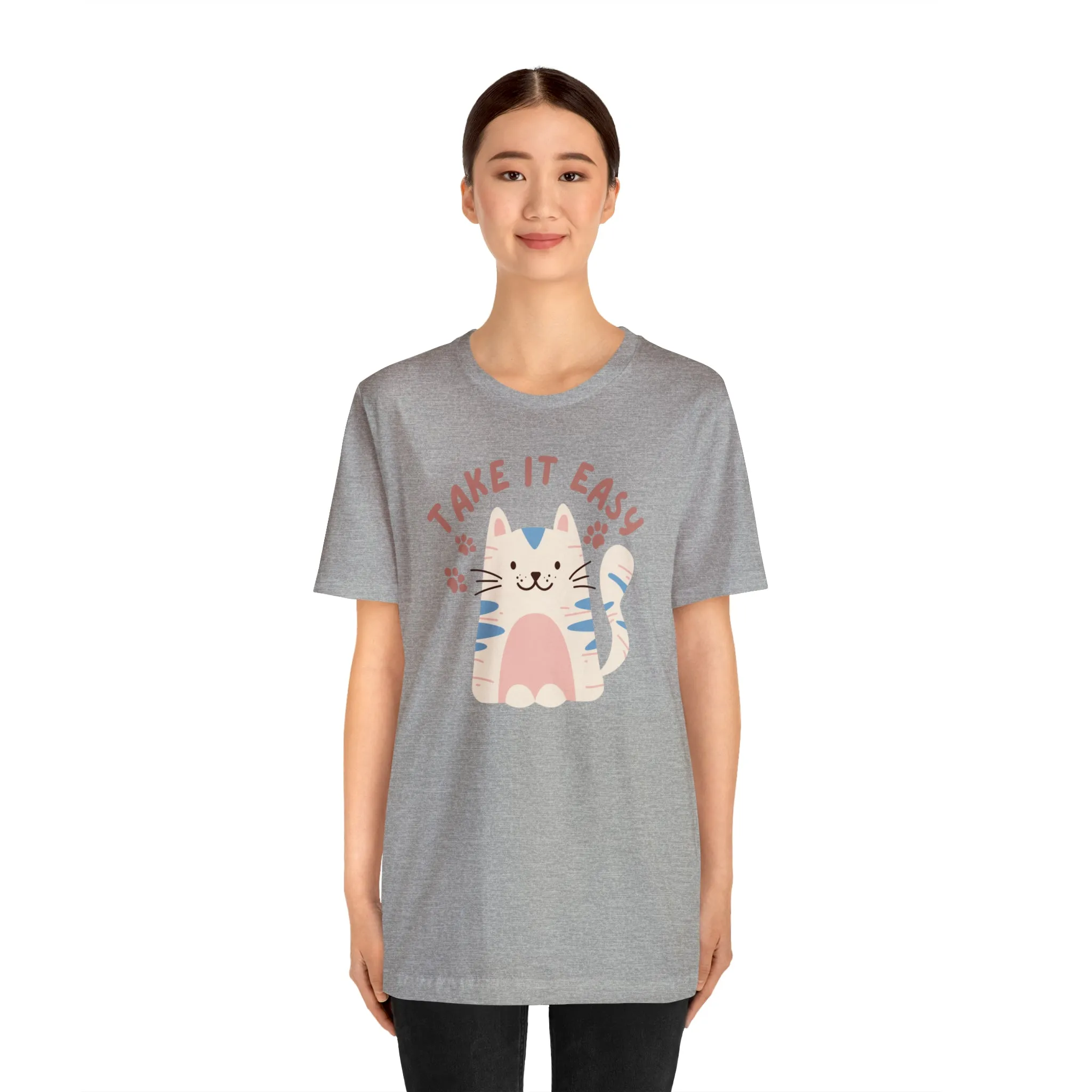 Take it Easy Cat T-Shirt | Cool Kitty Tee |  Bella Canvas 3001 Unisex |  Love my Cat Short Sleeve Tshirt