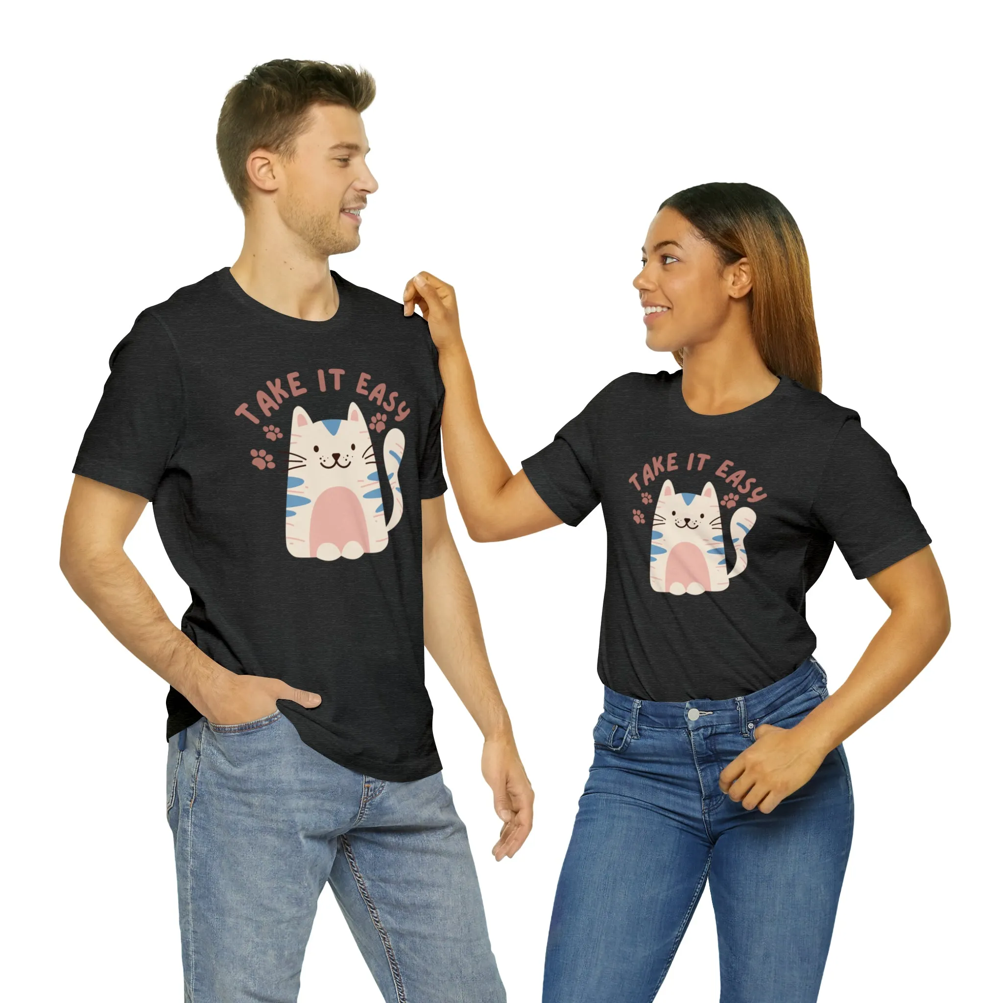 Take it Easy Cat T-Shirt | Cool Kitty Tee |  Bella Canvas 3001 Unisex |  Love my Cat Short Sleeve Tshirt