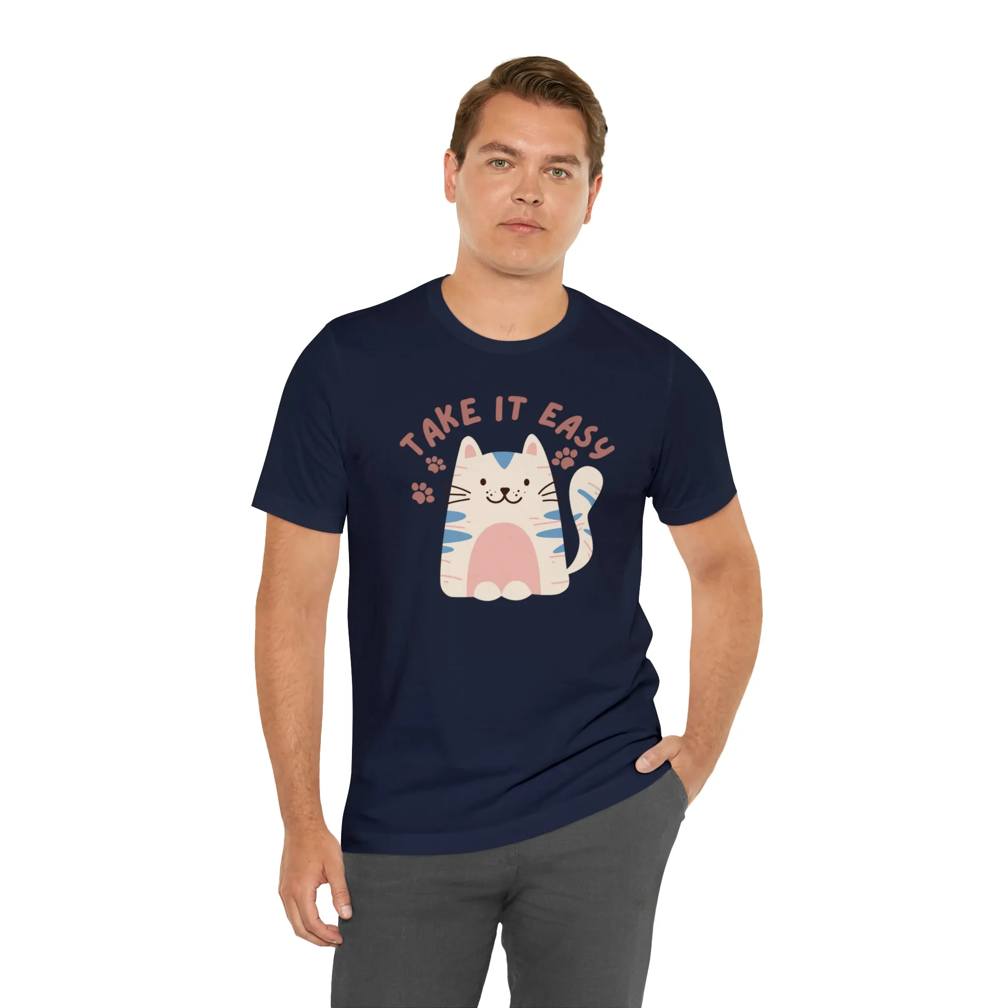 Take it Easy Cat T-Shirt | Cool Kitty Tee |  Bella Canvas 3001 Unisex |  Love my Cat Short Sleeve Tshirt