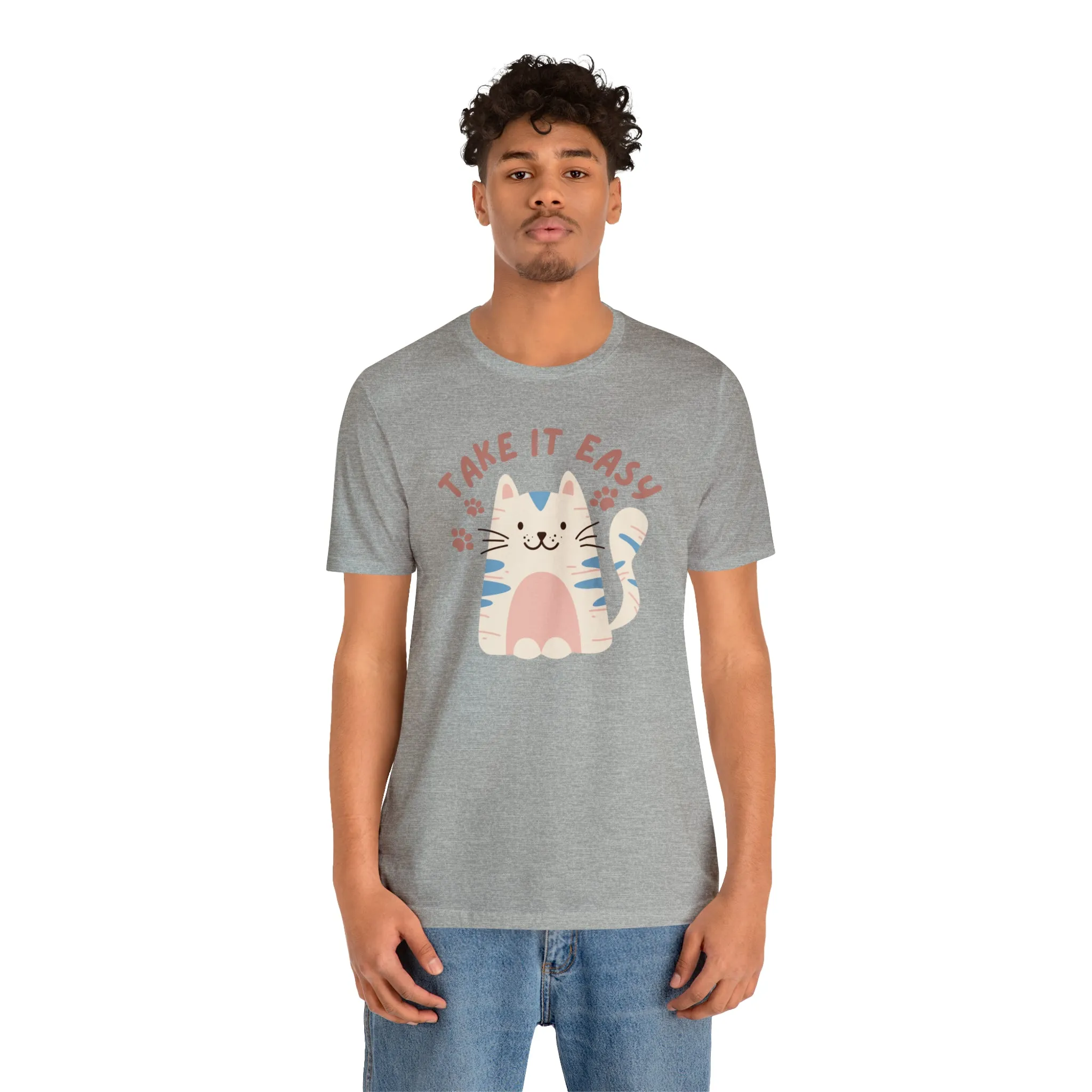 Take it Easy Cat T-Shirt | Cool Kitty Tee |  Bella Canvas 3001 Unisex |  Love my Cat Short Sleeve Tshirt