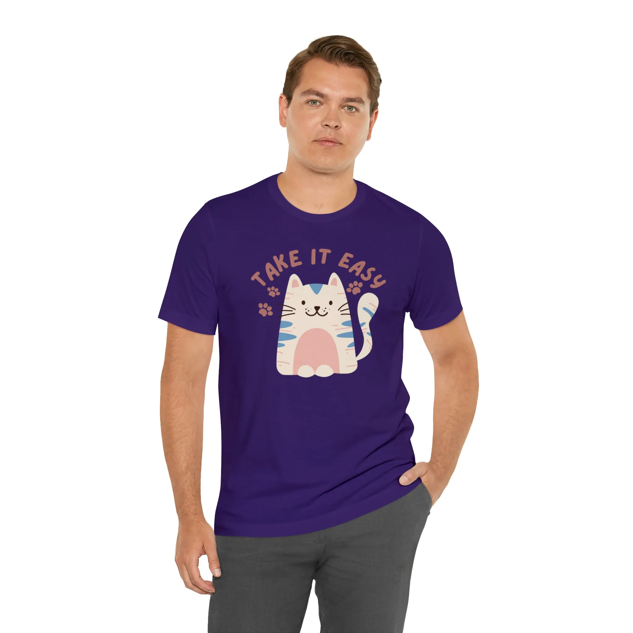 Take it Easy Cat T-Shirt | Cool Kitty Tee |  Bella Canvas 3001 Unisex |  Love my Cat Short Sleeve Tshirt