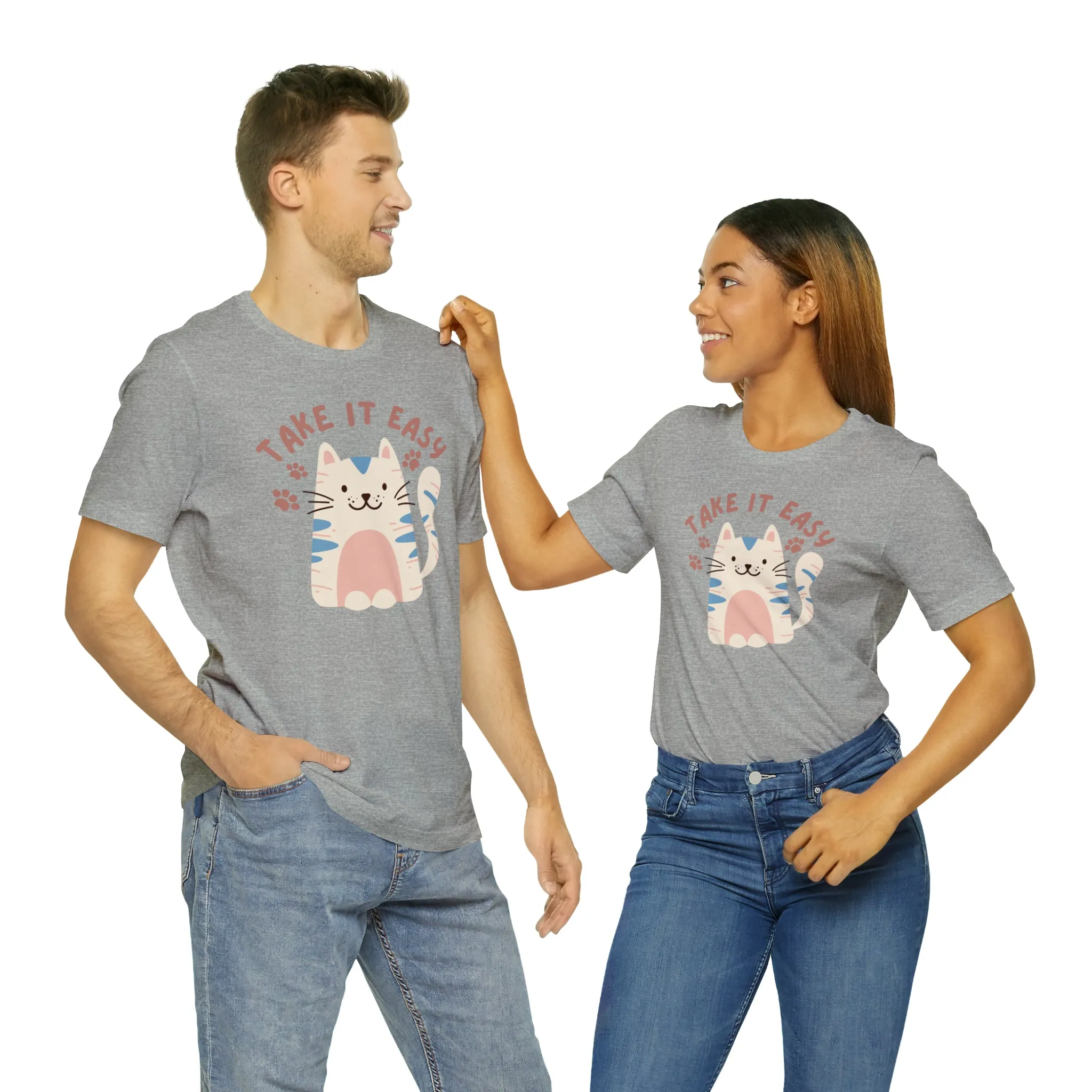 Take it Easy Cat T-Shirt | Cool Kitty Tee |  Bella Canvas 3001 Unisex |  Love my Cat Short Sleeve Tshirt