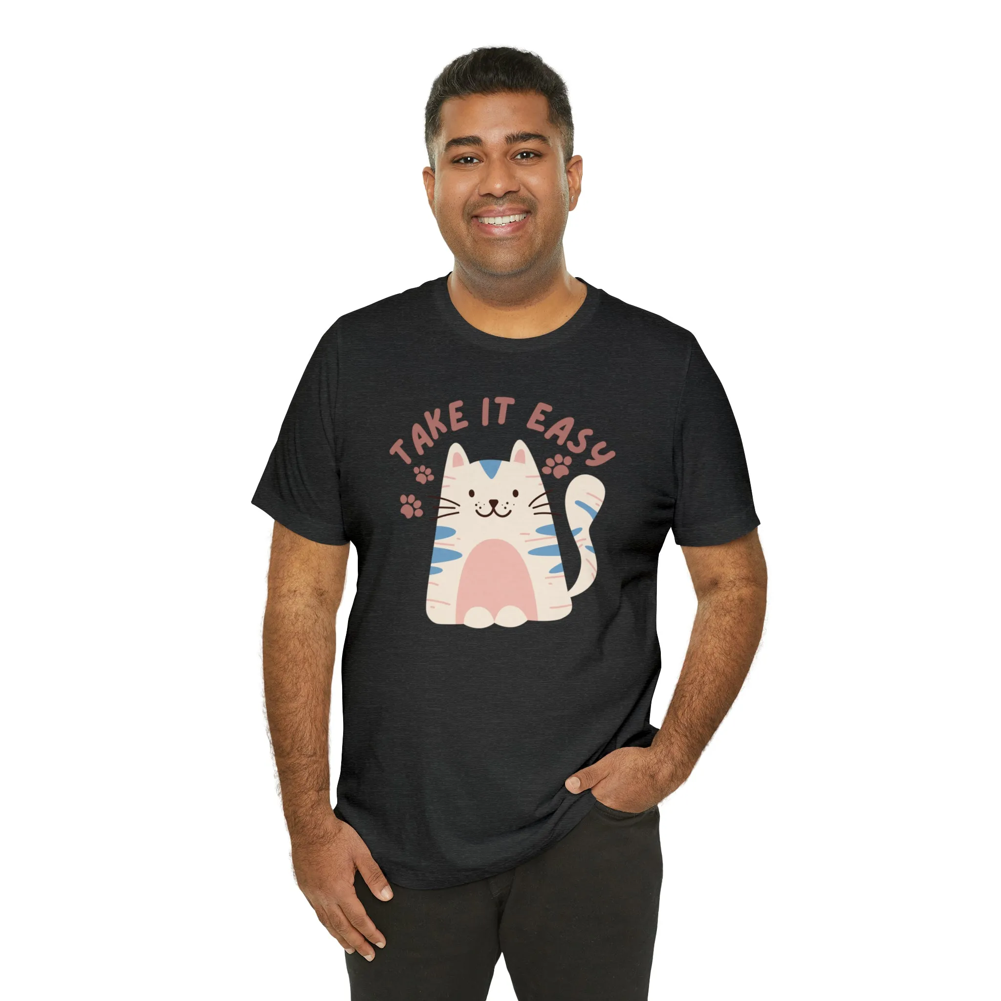 Take it Easy Cat T-Shirt | Cool Kitty Tee |  Bella Canvas 3001 Unisex |  Love my Cat Short Sleeve Tshirt