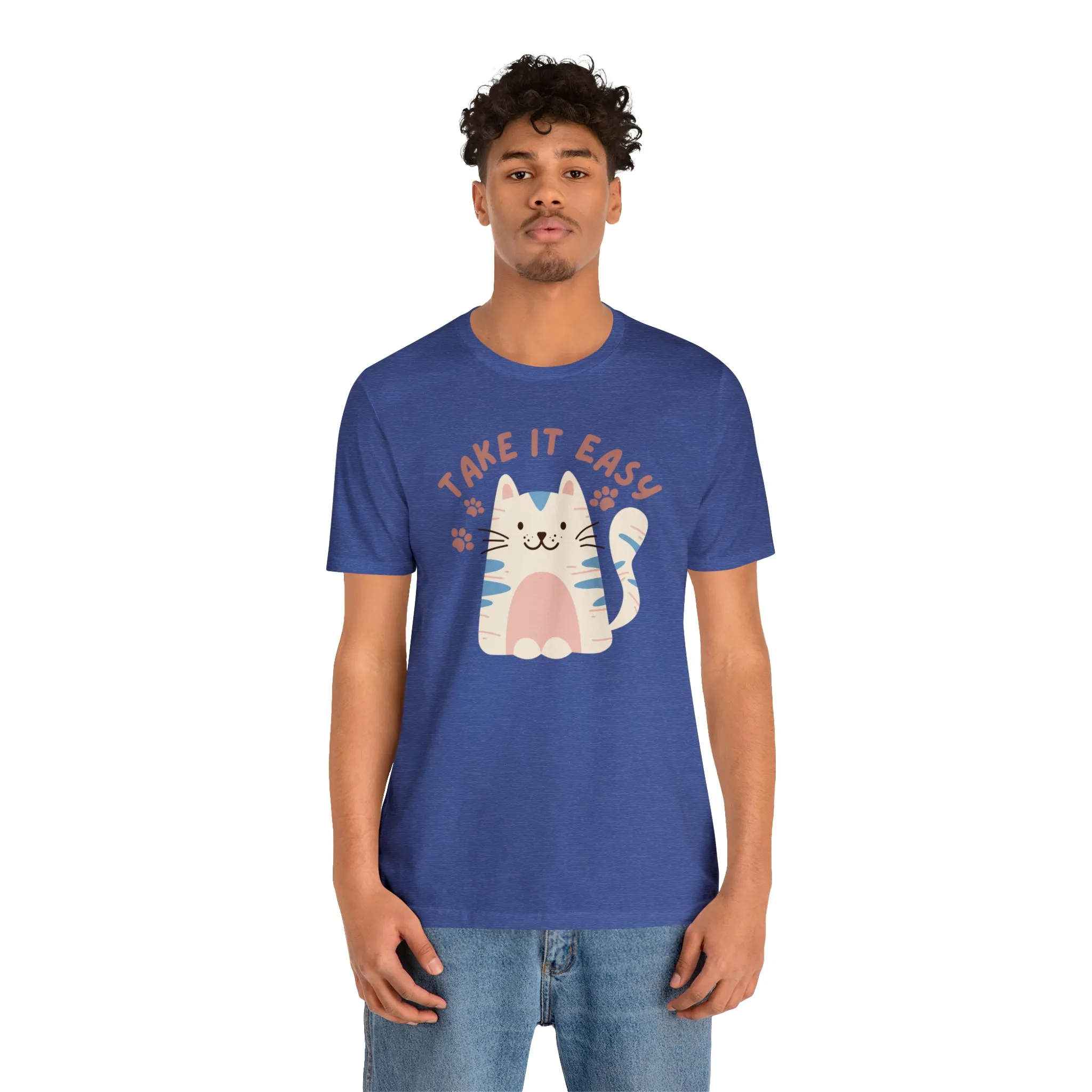 Take it Easy Cat T-Shirt | Cool Kitty Tee |  Bella Canvas 3001 Unisex |  Love my Cat Short Sleeve Tshirt