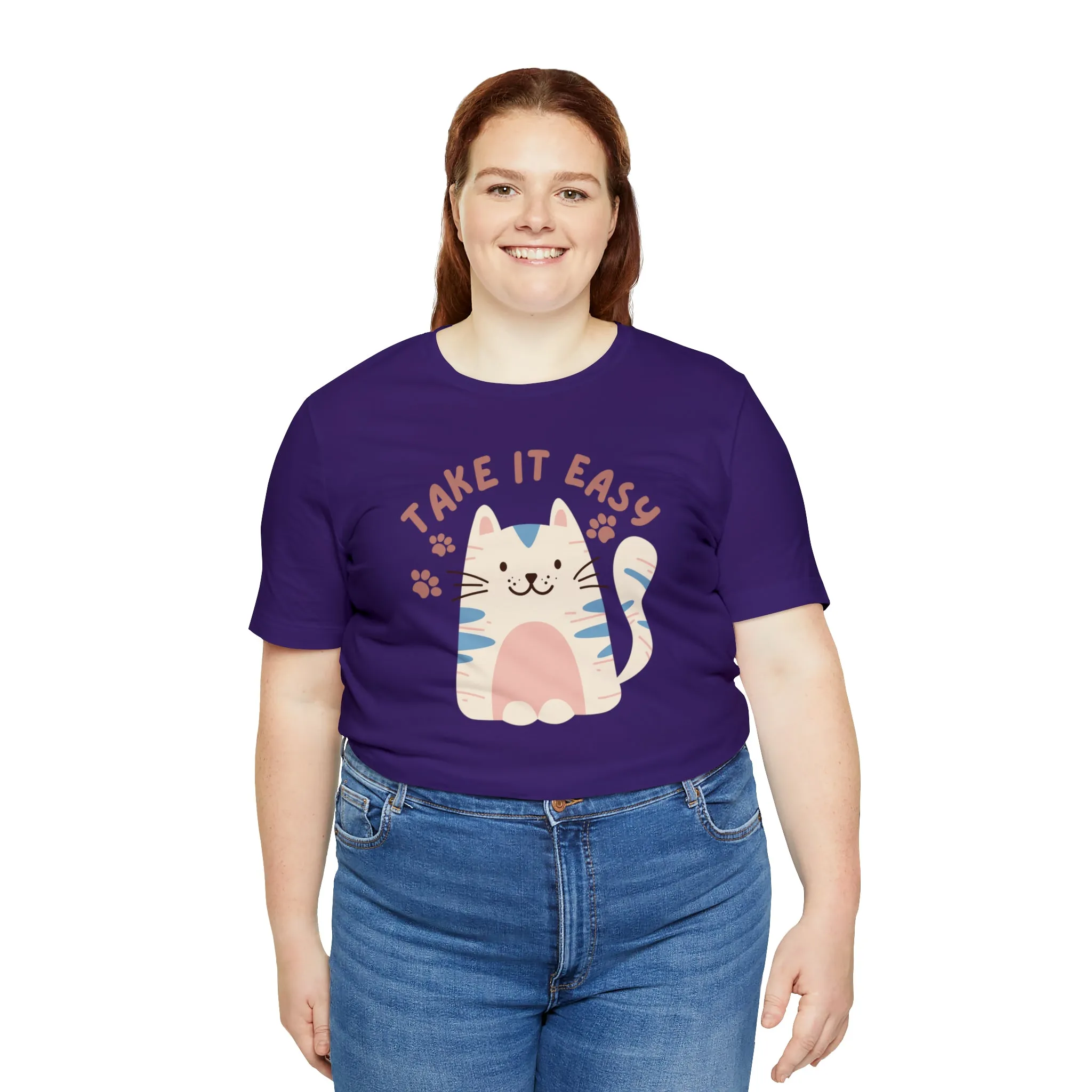 Take it Easy Cat T-Shirt | Cool Kitty Tee |  Bella Canvas 3001 Unisex |  Love my Cat Short Sleeve Tshirt