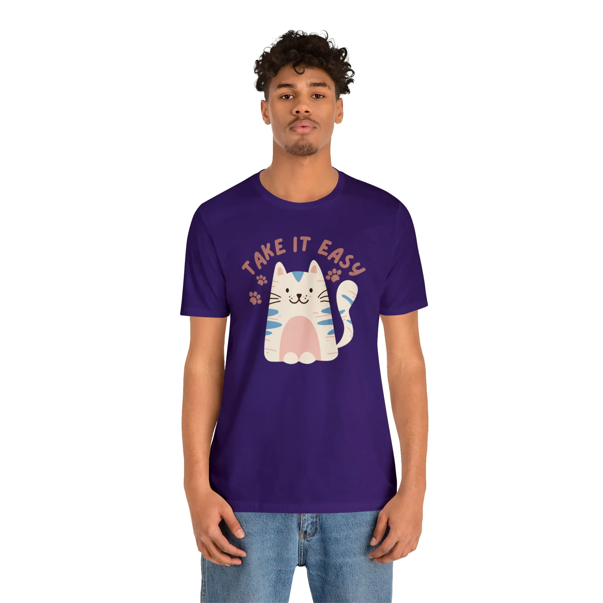 Take it Easy Cat T-Shirt | Cool Kitty Tee |  Bella Canvas 3001 Unisex |  Love my Cat Short Sleeve Tshirt