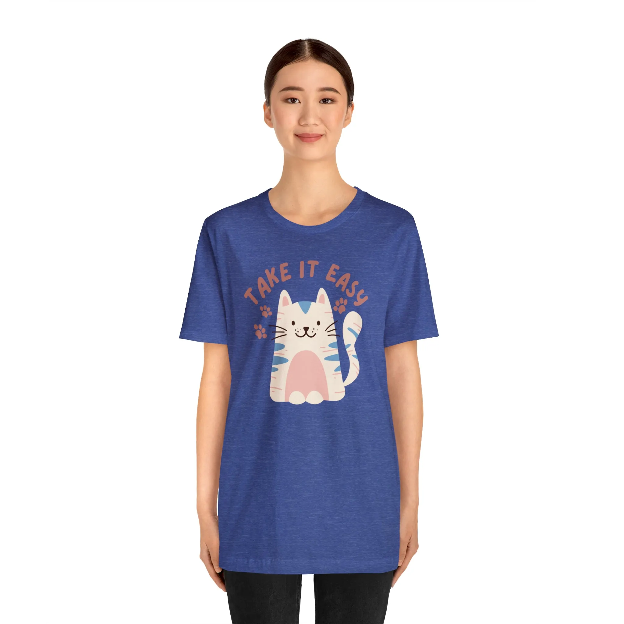 Take it Easy Cat T-Shirt | Cool Kitty Tee |  Bella Canvas 3001 Unisex |  Love my Cat Short Sleeve Tshirt