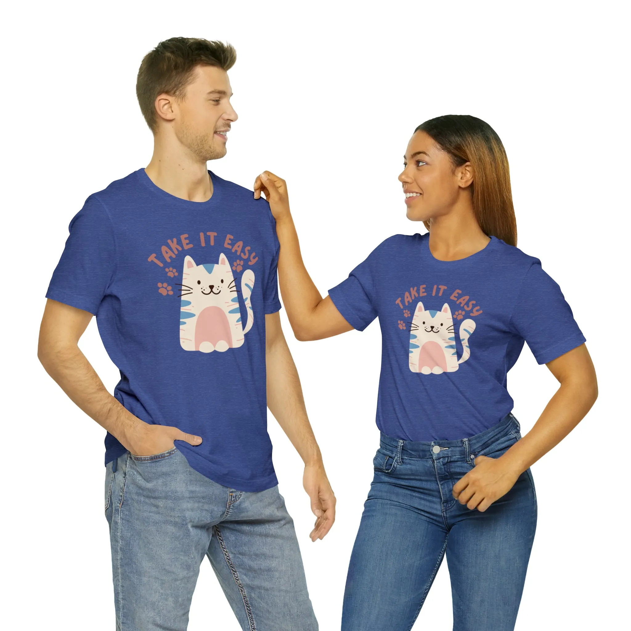 Take it Easy Cat T-Shirt | Cool Kitty Tee |  Bella Canvas 3001 Unisex |  Love my Cat Short Sleeve Tshirt