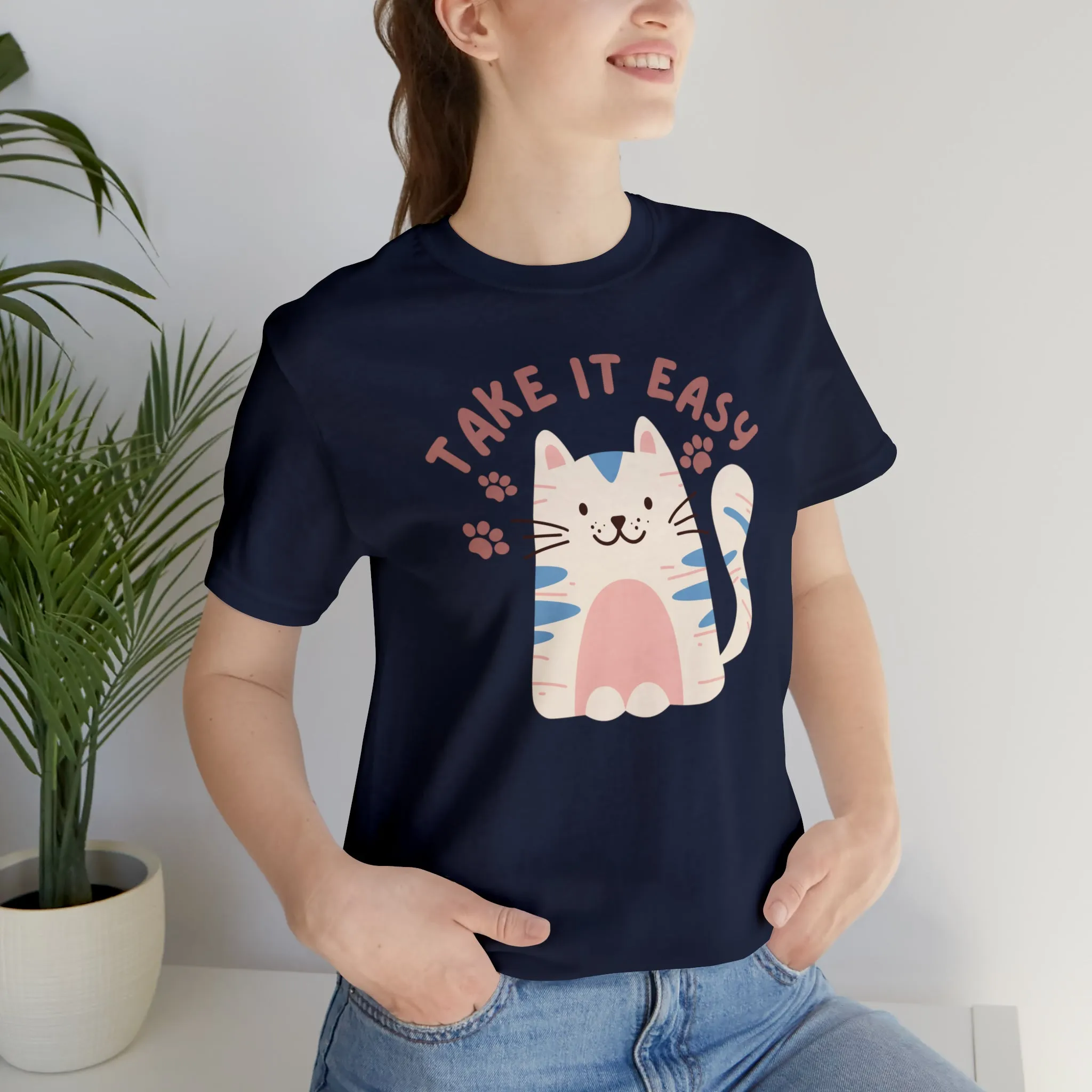 Take it Easy Cat T-Shirt | Cool Kitty Tee |  Bella Canvas 3001 Unisex |  Love my Cat Short Sleeve Tshirt