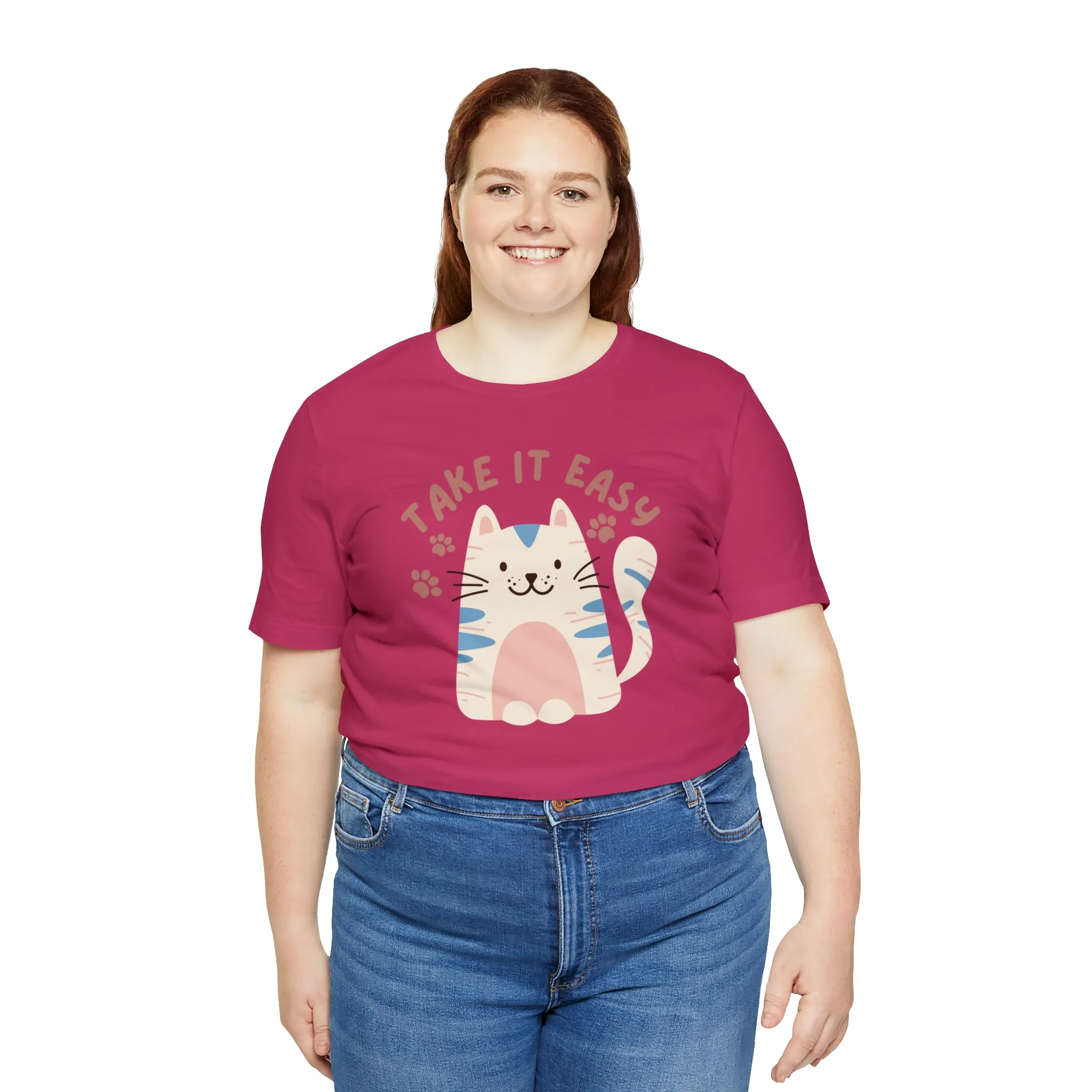 Take it Easy Cat T-Shirt | Cool Kitty Tee |  Bella Canvas 3001 Unisex |  Love my Cat Short Sleeve Tshirt