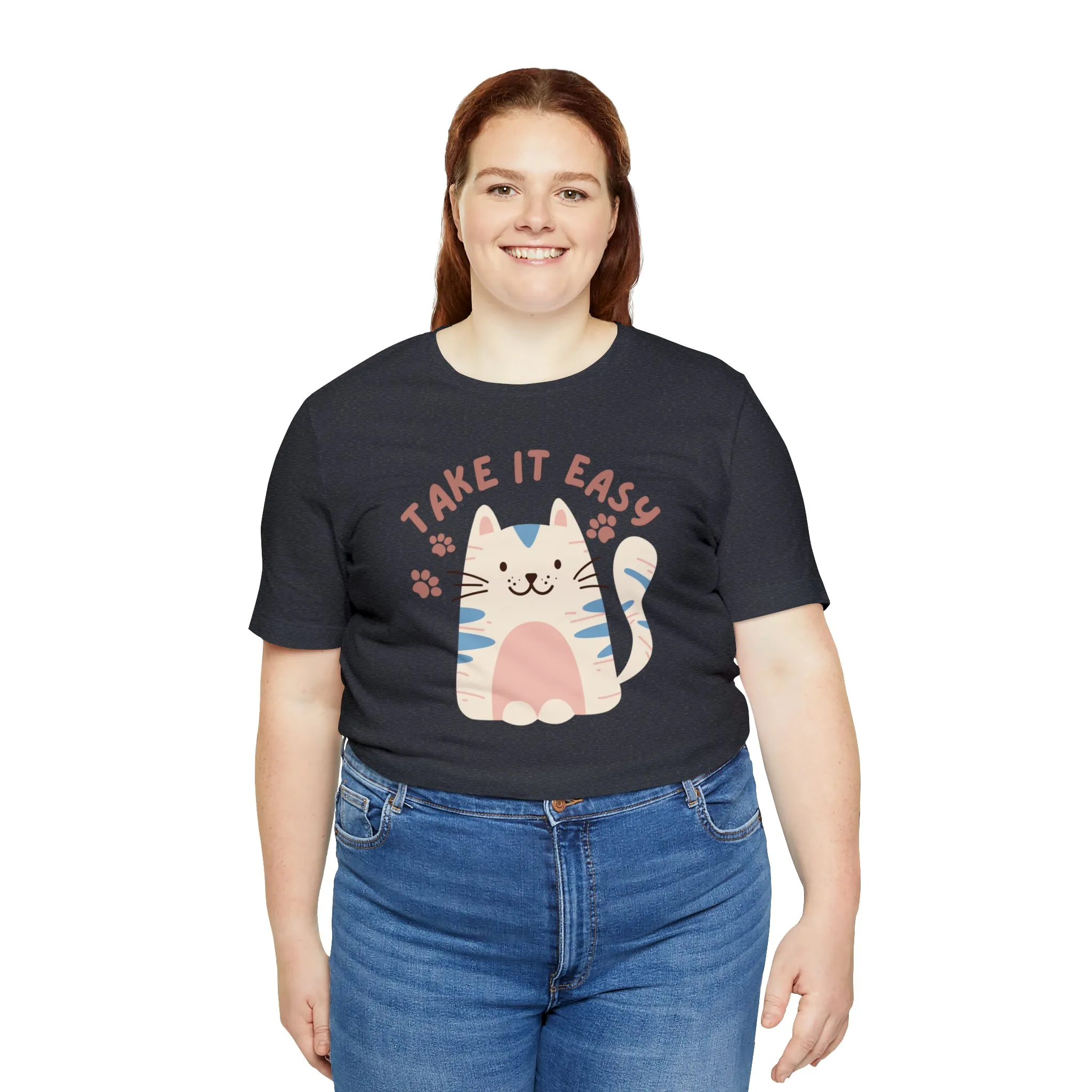 Take it Easy Cat T-Shirt | Cool Kitty Tee |  Bella Canvas 3001 Unisex |  Love my Cat Short Sleeve Tshirt
