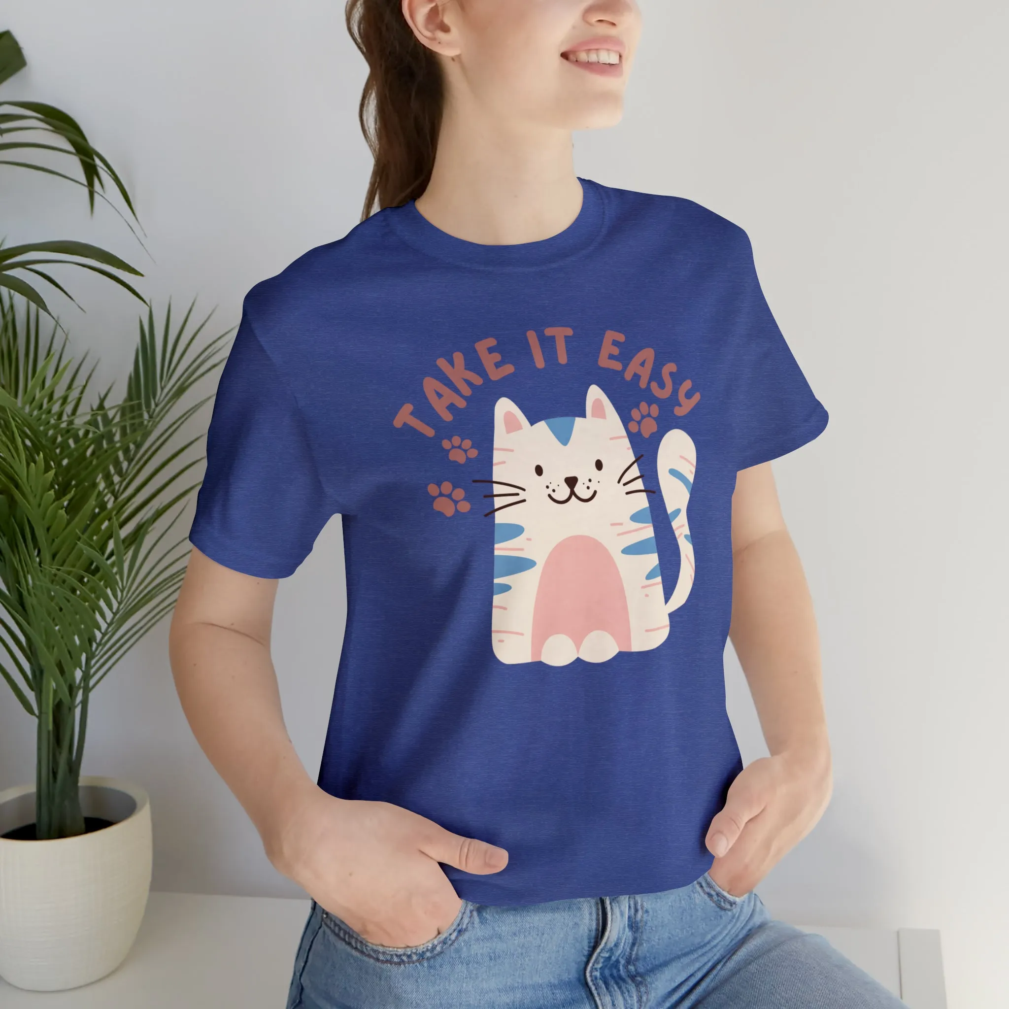 Take it Easy Cat T-Shirt | Cool Kitty Tee |  Bella Canvas 3001 Unisex |  Love my Cat Short Sleeve Tshirt