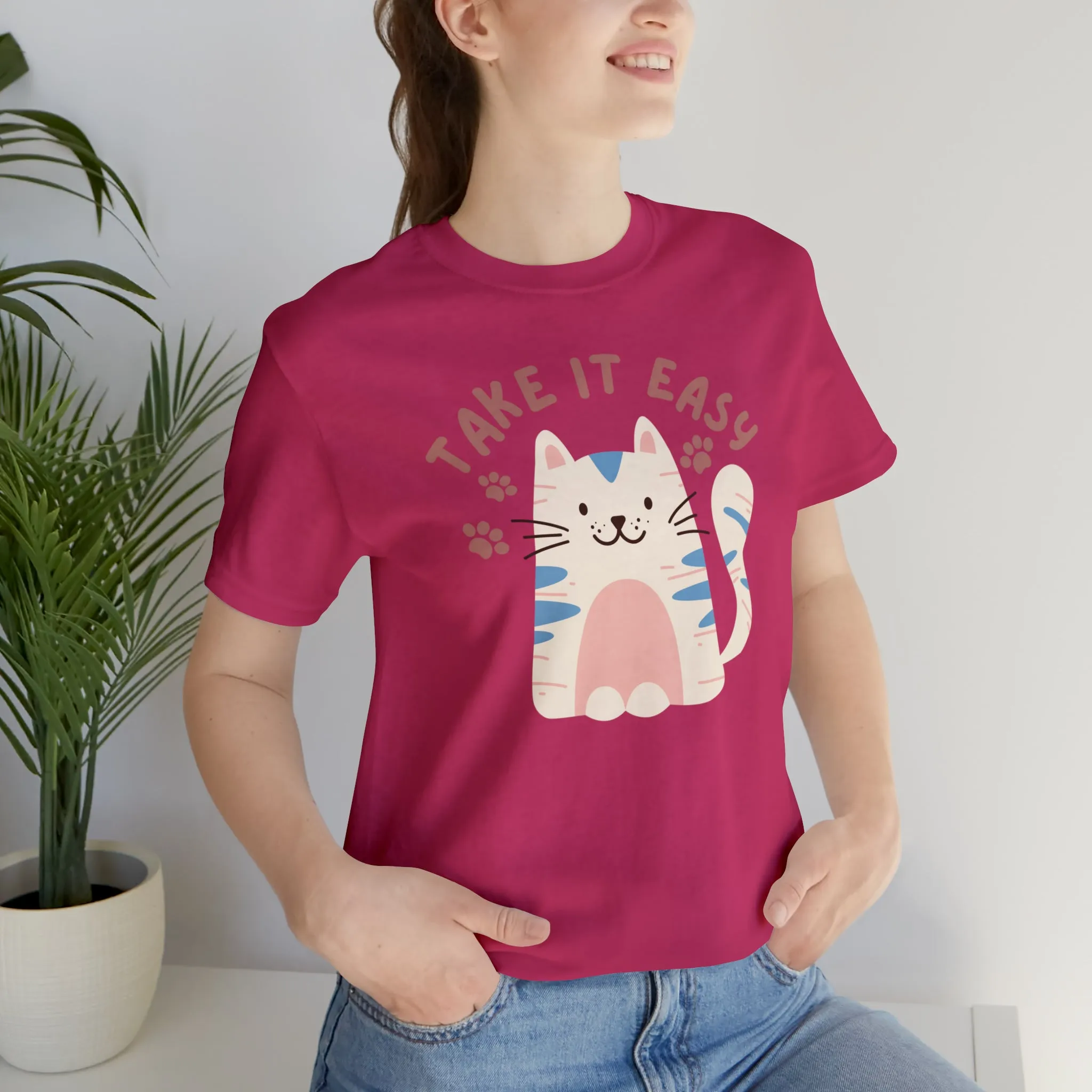 Take it Easy Cat T-Shirt | Cool Kitty Tee |  Bella Canvas 3001 Unisex |  Love my Cat Short Sleeve Tshirt