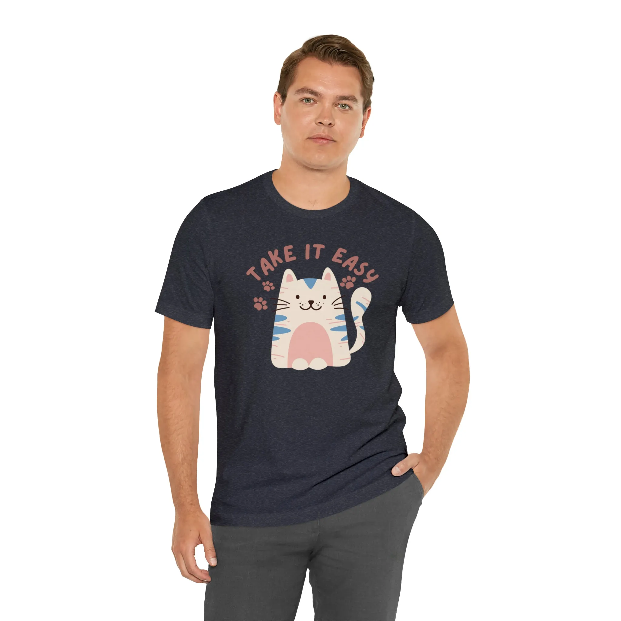 Take it Easy Cat T-Shirt | Cool Kitty Tee |  Bella Canvas 3001 Unisex |  Love my Cat Short Sleeve Tshirt