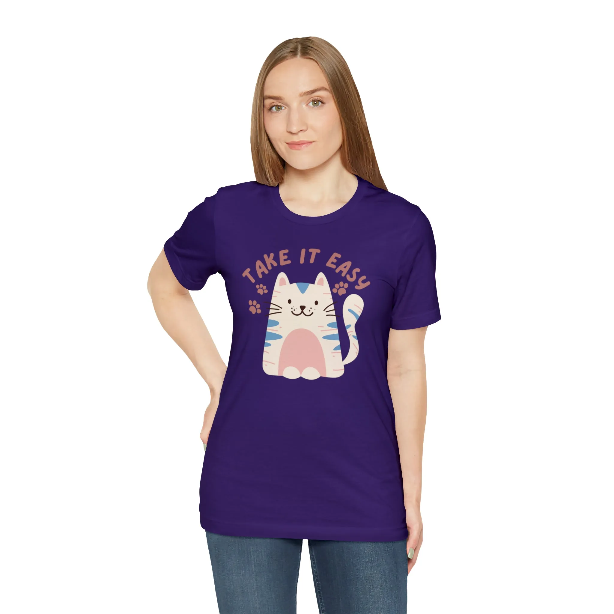 Take it Easy Cat T-Shirt | Cool Kitty Tee |  Bella Canvas 3001 Unisex |  Love my Cat Short Sleeve Tshirt