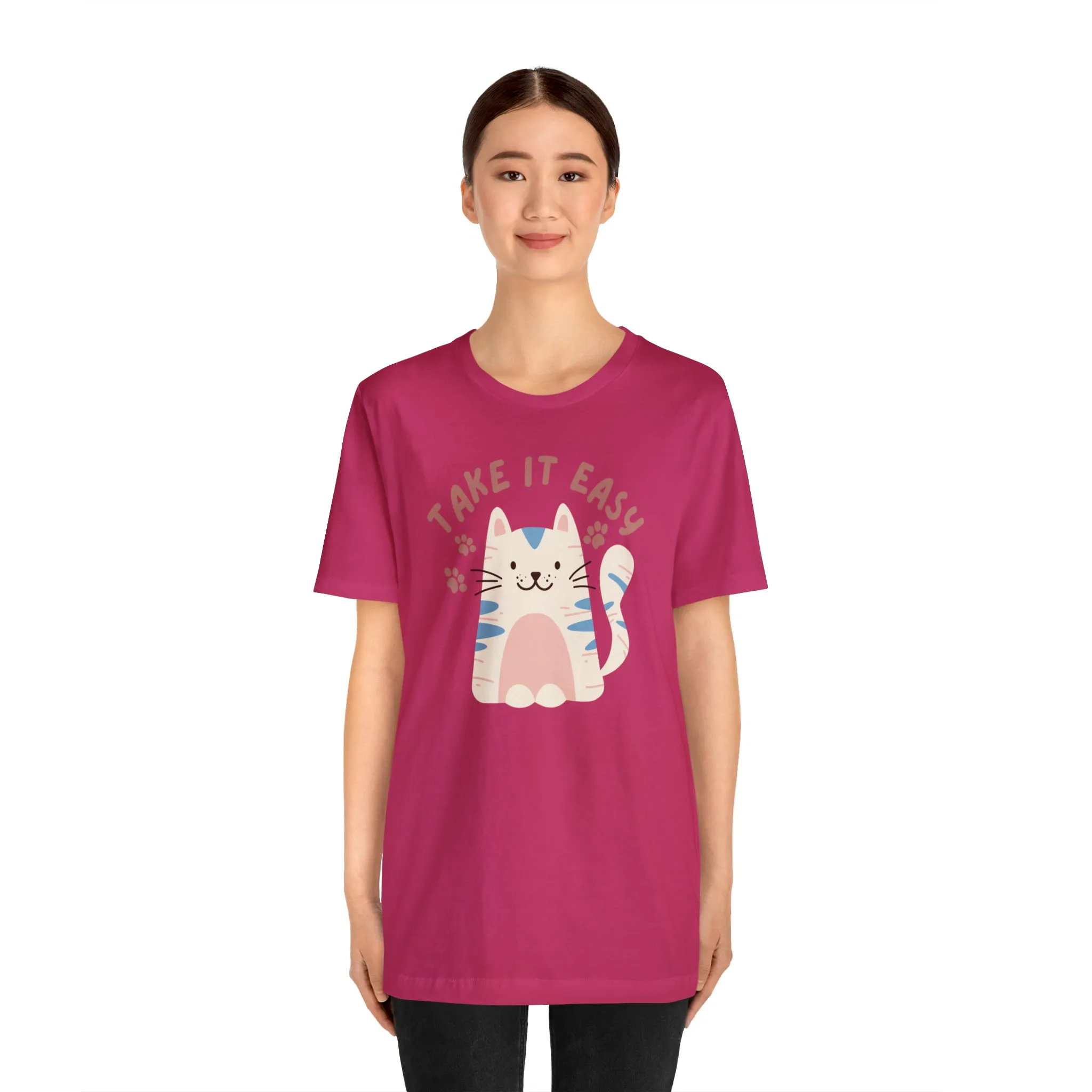 Take it Easy Cat T-Shirt | Cool Kitty Tee |  Bella Canvas 3001 Unisex |  Love my Cat Short Sleeve Tshirt