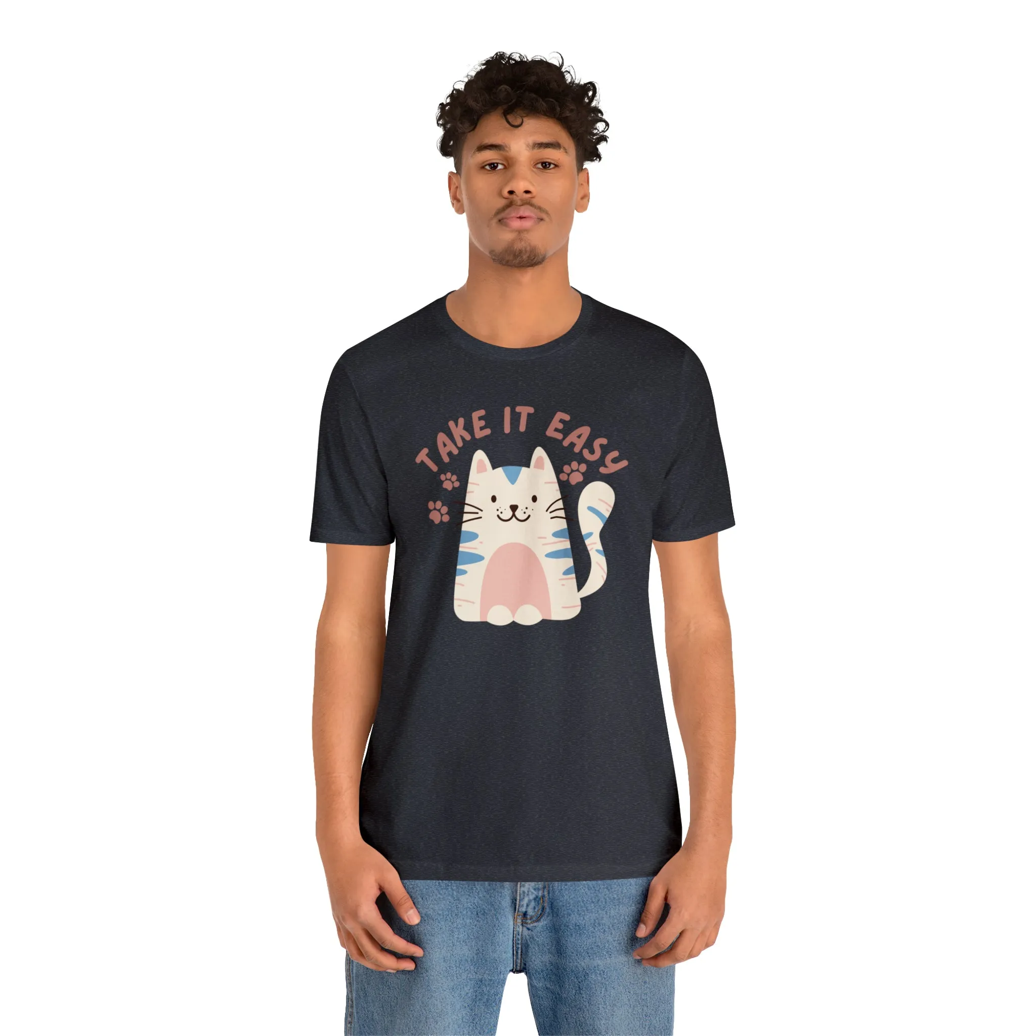 Take it Easy Cat T-Shirt | Cool Kitty Tee |  Bella Canvas 3001 Unisex |  Love my Cat Short Sleeve Tshirt