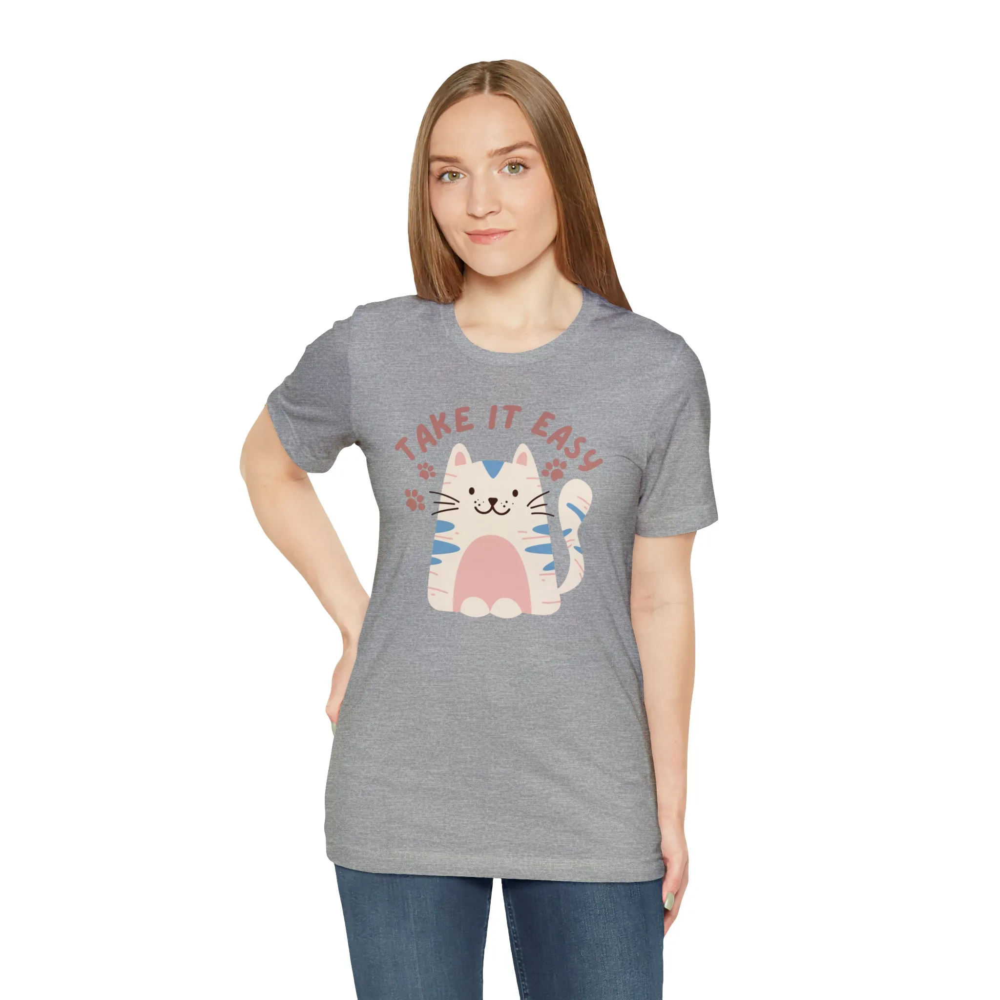 Take it Easy Cat T-Shirt | Cool Kitty Tee |  Bella Canvas 3001 Unisex |  Love my Cat Short Sleeve Tshirt