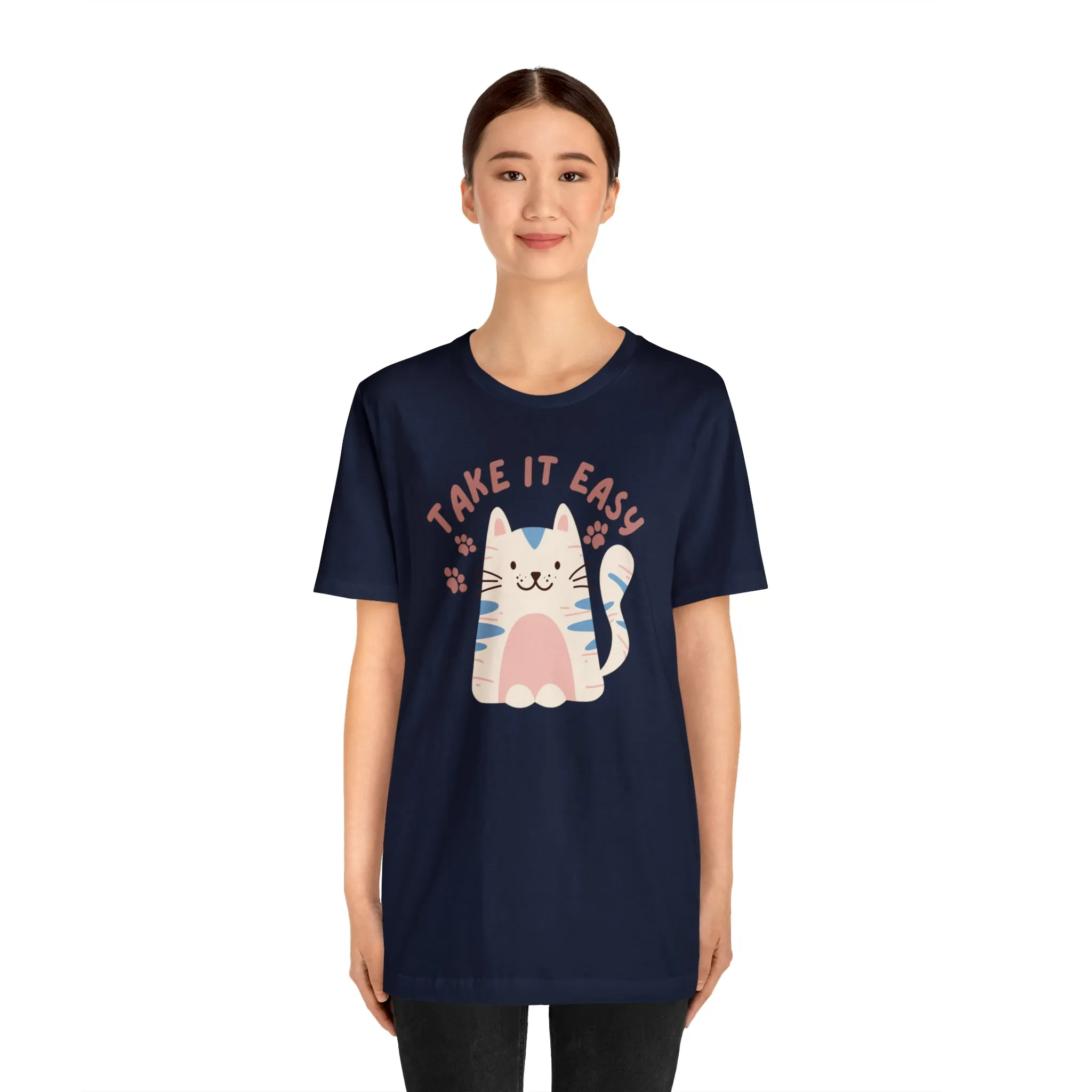 Take it Easy Cat T-Shirt | Cool Kitty Tee |  Bella Canvas 3001 Unisex |  Love my Cat Short Sleeve Tshirt