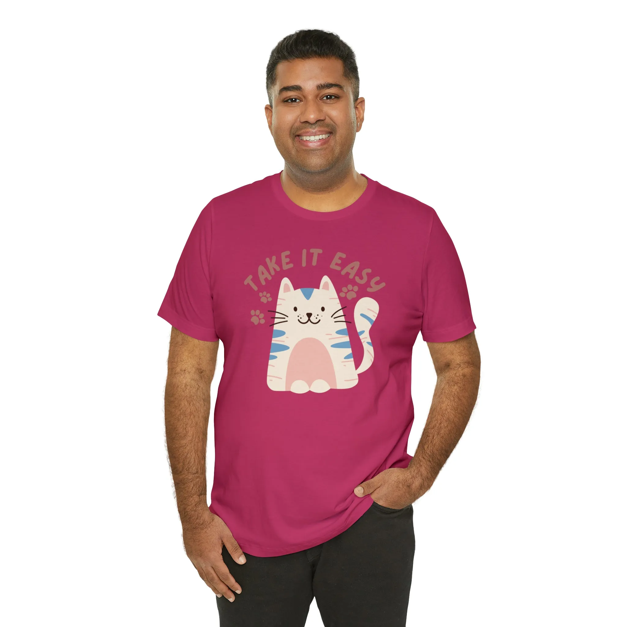 Take it Easy Cat T-Shirt | Cool Kitty Tee |  Bella Canvas 3001 Unisex |  Love my Cat Short Sleeve Tshirt