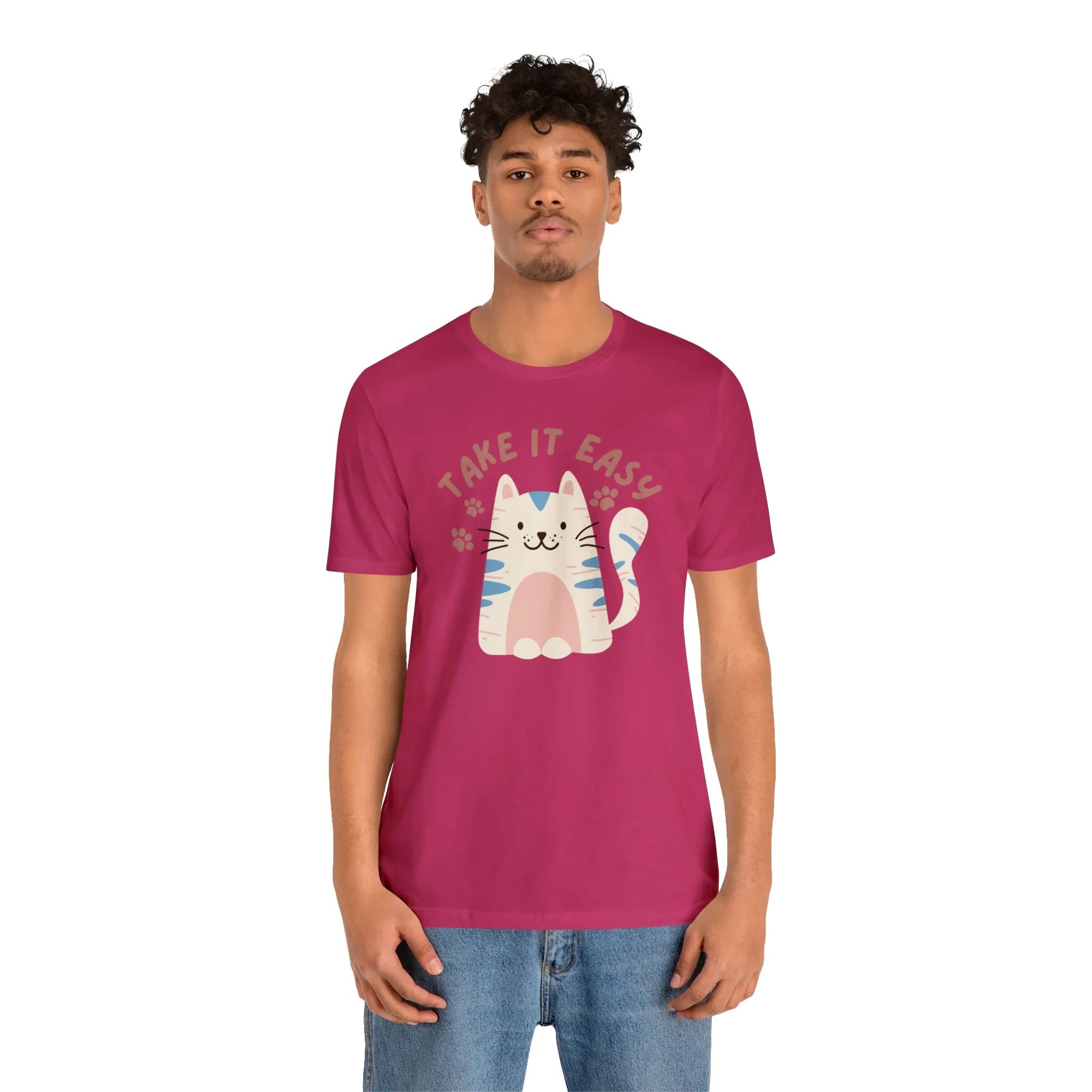 Take it Easy Cat T-Shirt | Cool Kitty Tee |  Bella Canvas 3001 Unisex |  Love my Cat Short Sleeve Tshirt