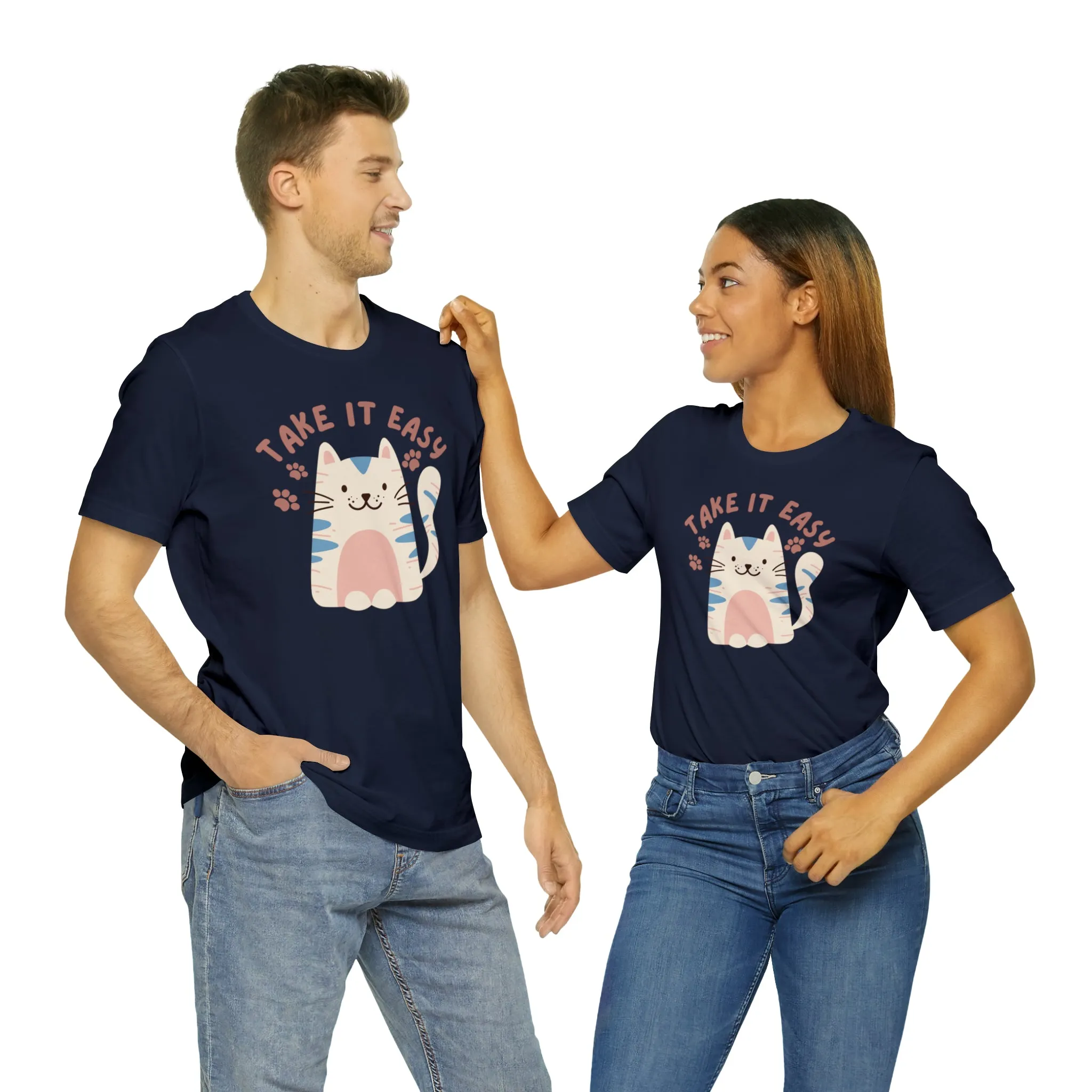Take it Easy Cat T-Shirt | Cool Kitty Tee |  Bella Canvas 3001 Unisex |  Love my Cat Short Sleeve Tshirt