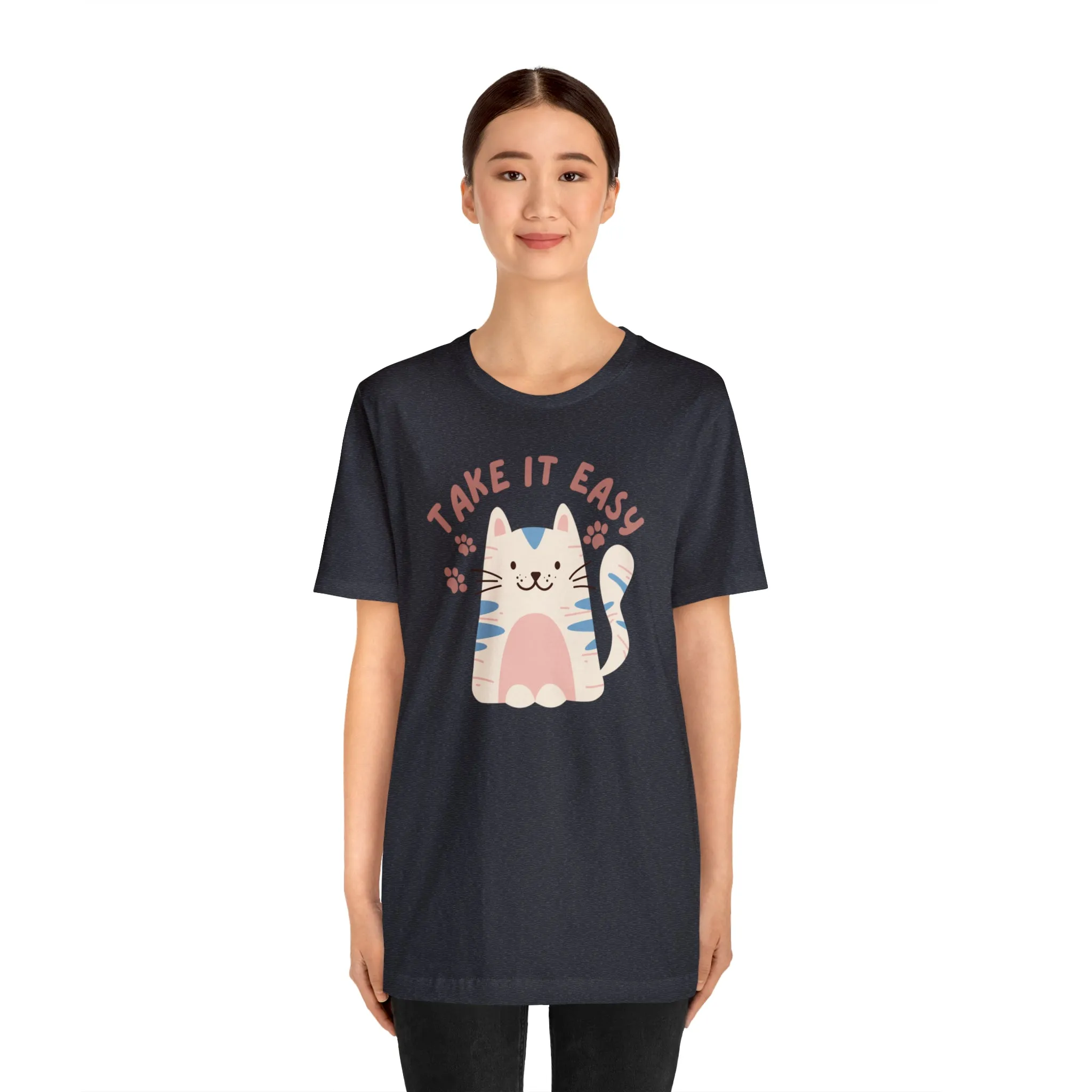 Take it Easy Cat T-Shirt | Cool Kitty Tee |  Bella Canvas 3001 Unisex |  Love my Cat Short Sleeve Tshirt