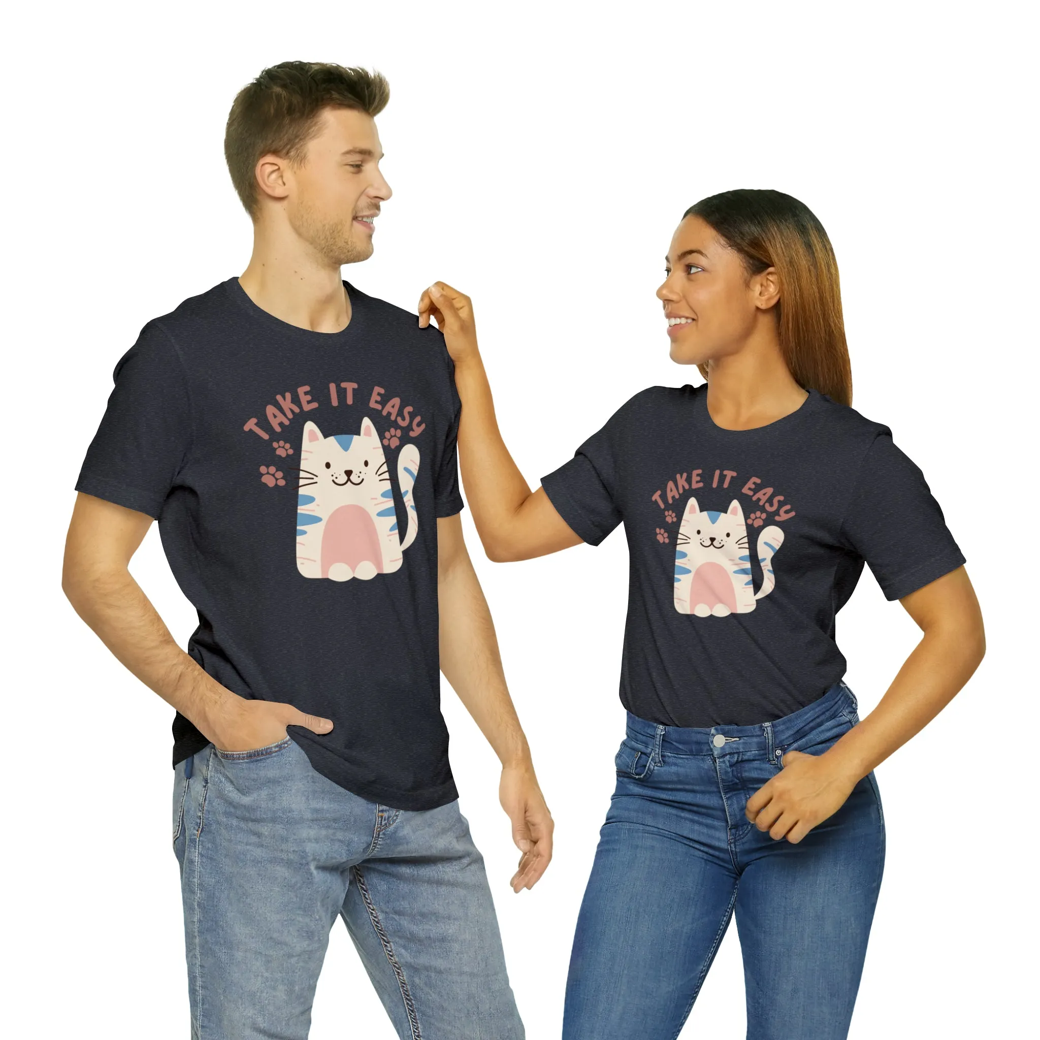 Take it Easy Cat T-Shirt | Cool Kitty Tee |  Bella Canvas 3001 Unisex |  Love my Cat Short Sleeve Tshirt