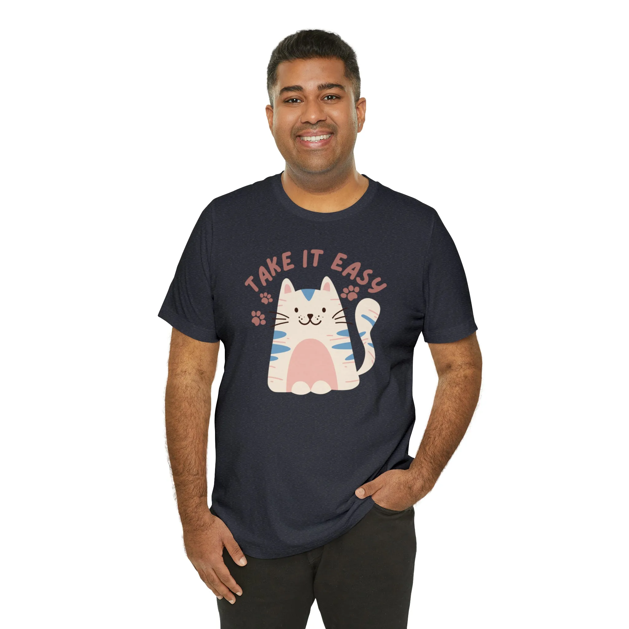 Take it Easy Cat T-Shirt | Cool Kitty Tee |  Bella Canvas 3001 Unisex |  Love my Cat Short Sleeve Tshirt