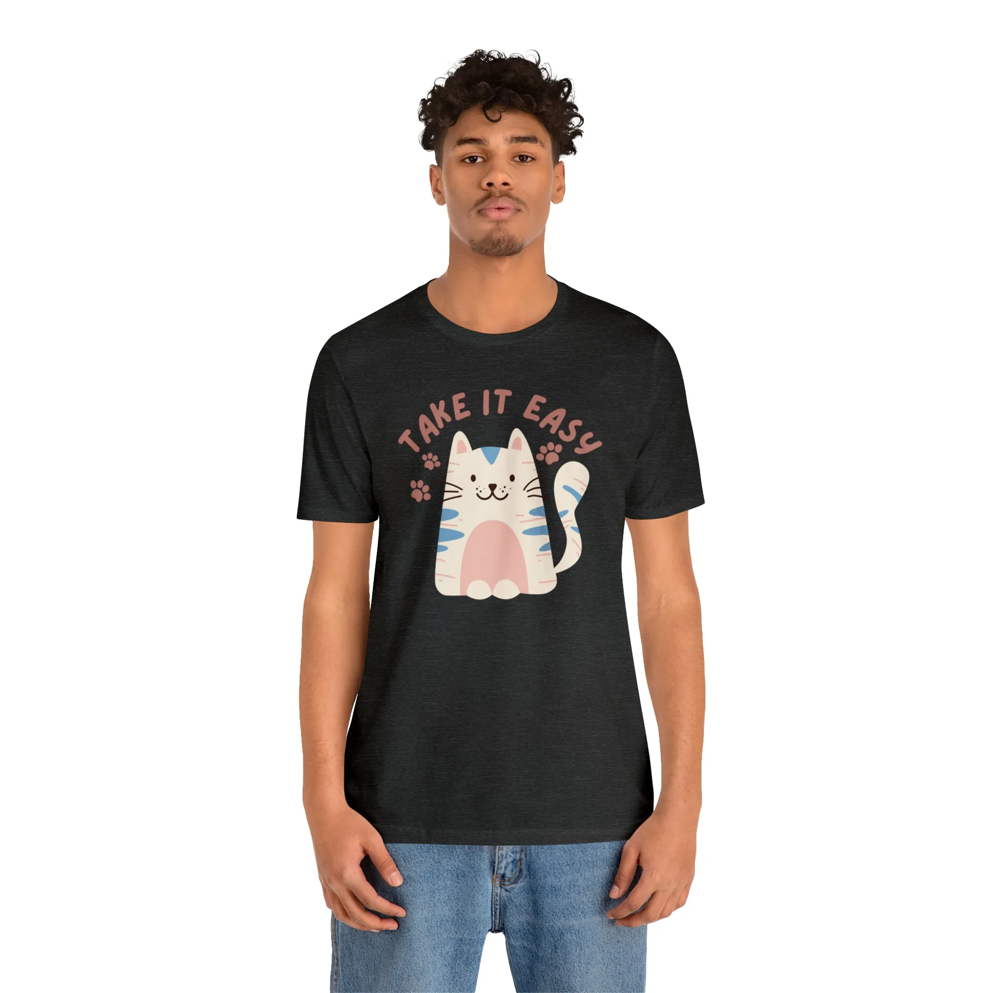 Take it Easy Cat T-Shirt | Cool Kitty Tee |  Bella Canvas 3001 Unisex |  Love my Cat Short Sleeve Tshirt