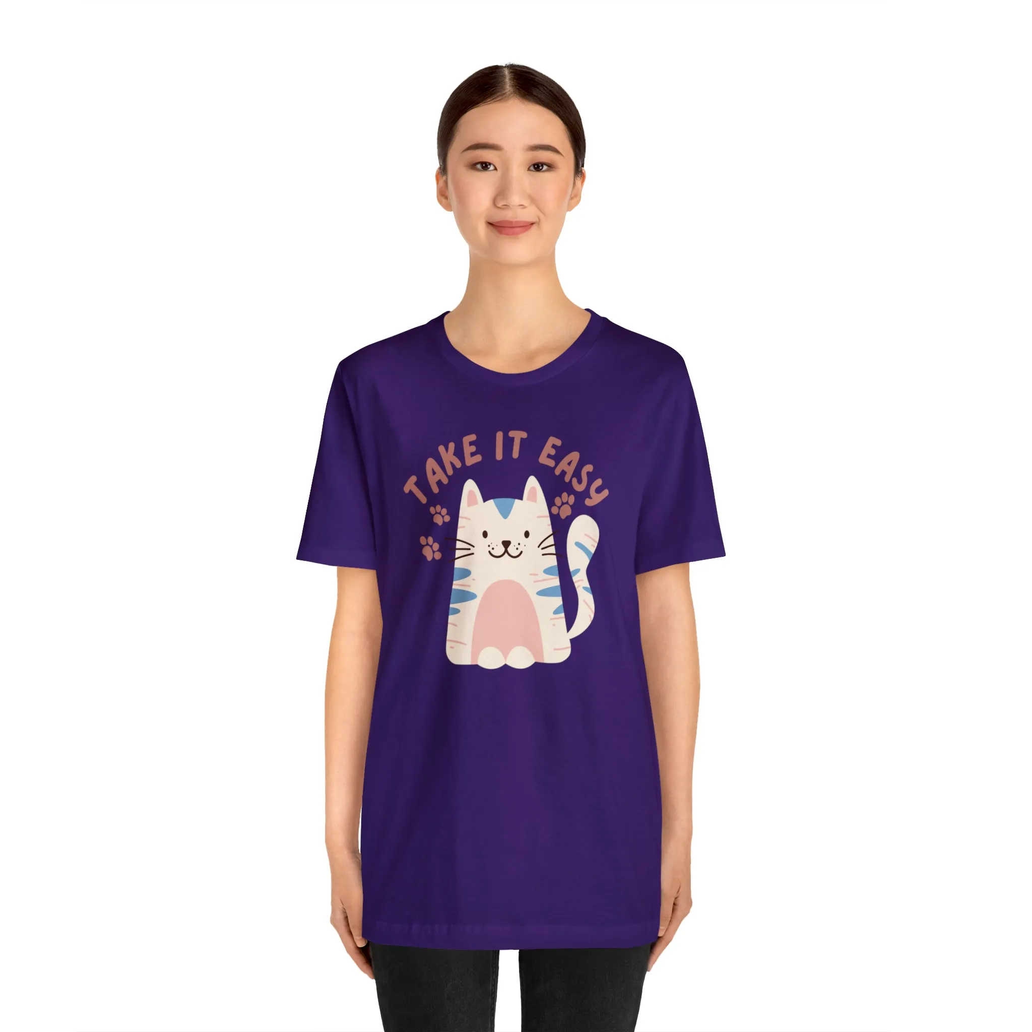 Take it Easy Cat T-Shirt | Cool Kitty Tee |  Bella Canvas 3001 Unisex |  Love my Cat Short Sleeve Tshirt
