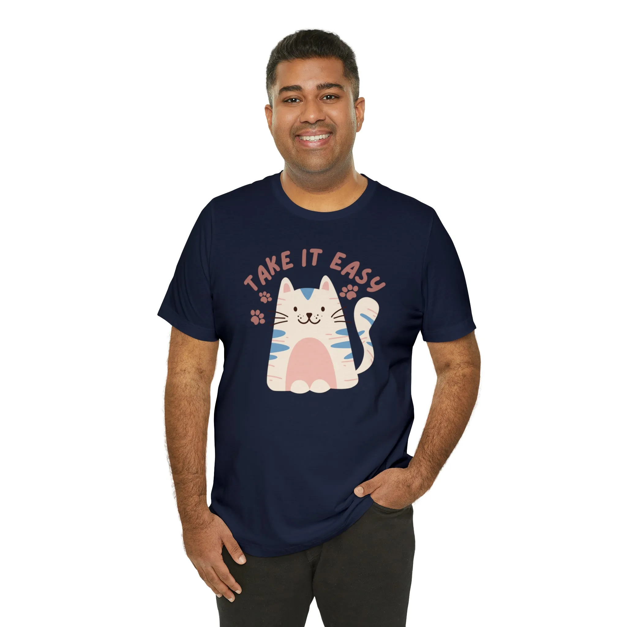 Take it Easy Cat T-Shirt | Cool Kitty Tee |  Bella Canvas 3001 Unisex |  Love my Cat Short Sleeve Tshirt