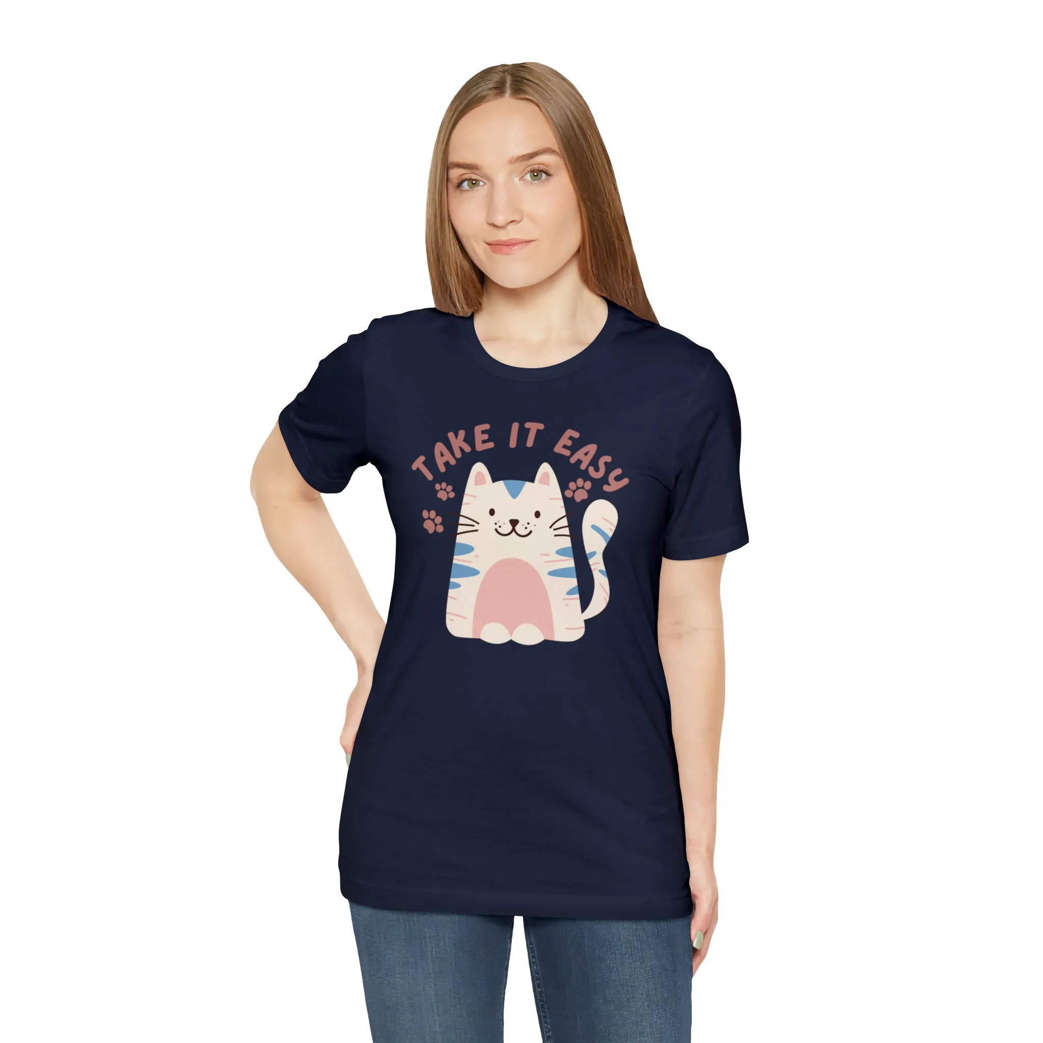 Take it Easy Cat T-Shirt | Cool Kitty Tee |  Bella Canvas 3001 Unisex |  Love my Cat Short Sleeve Tshirt