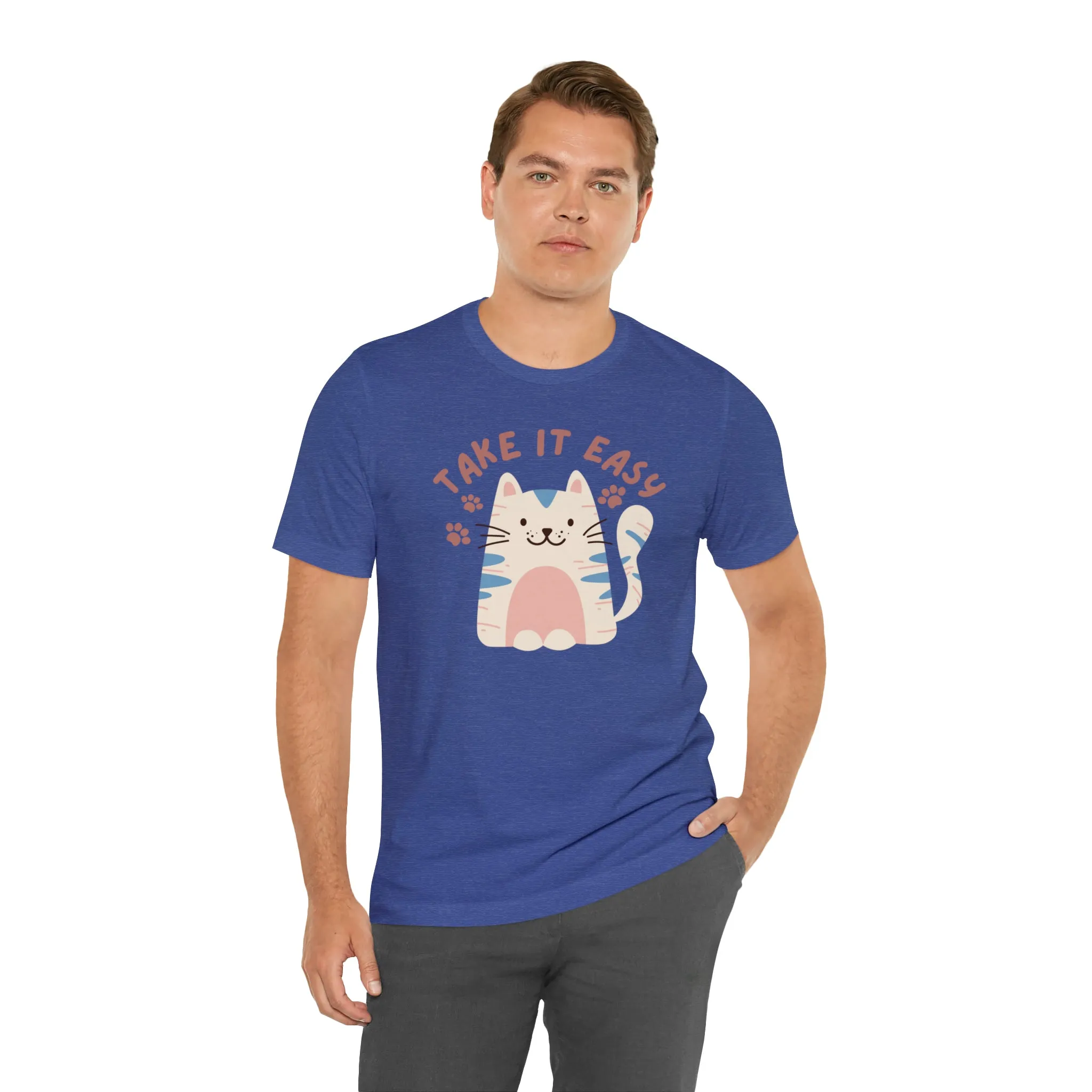 Take it Easy Cat T-Shirt | Cool Kitty Tee |  Bella Canvas 3001 Unisex |  Love my Cat Short Sleeve Tshirt